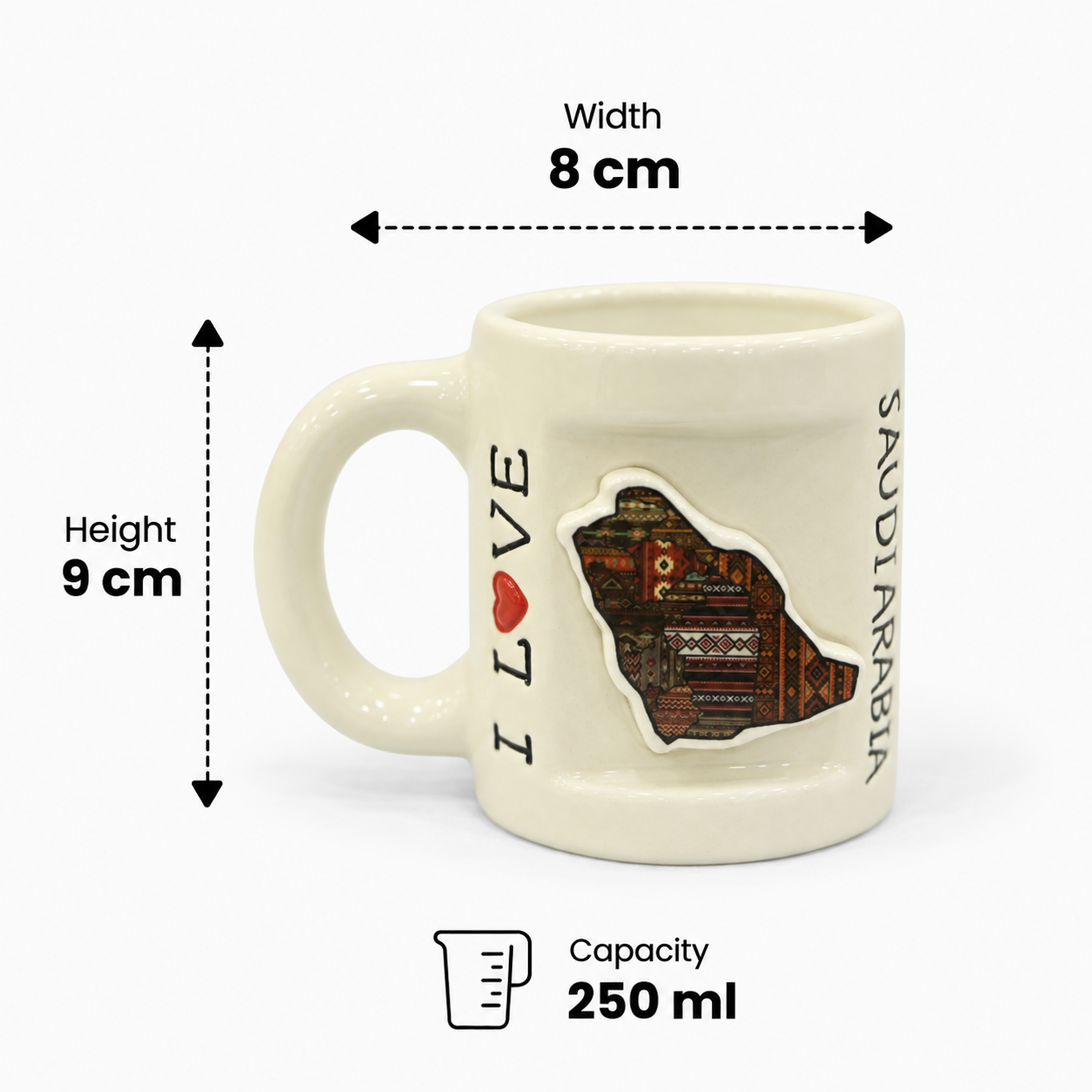 Crafted By Lifestyle Ceramic 'I Love Saudi Arabia' Mug With Mosaic Map Design - 250 Ml-household-dining-teaandcoffee-mugsandcups-image-2