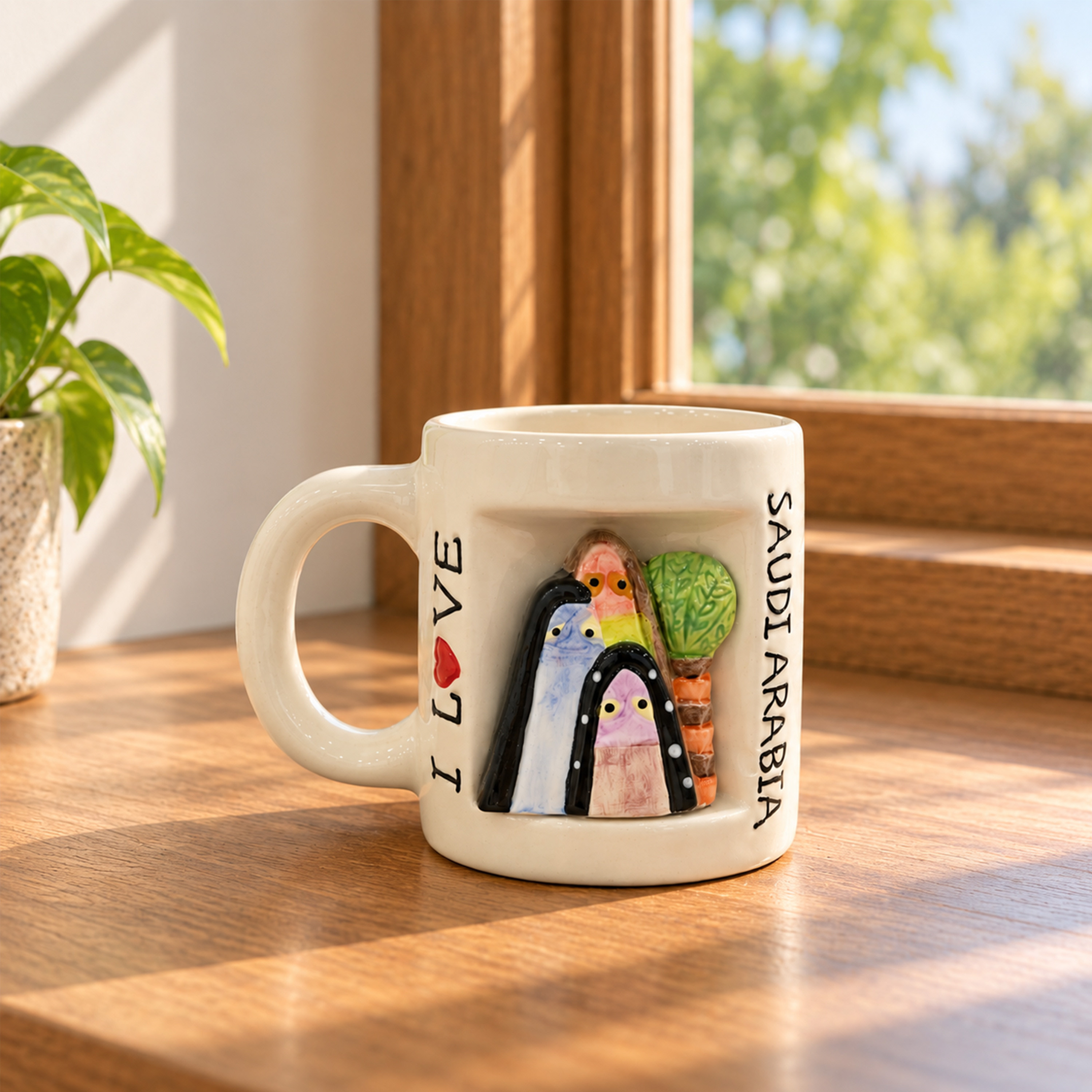 ماغ سيراميك "أحب السعودية" بمجسم عائلي - 250 مل-household-dining-teaandcoffee-mugsandcups-image-1