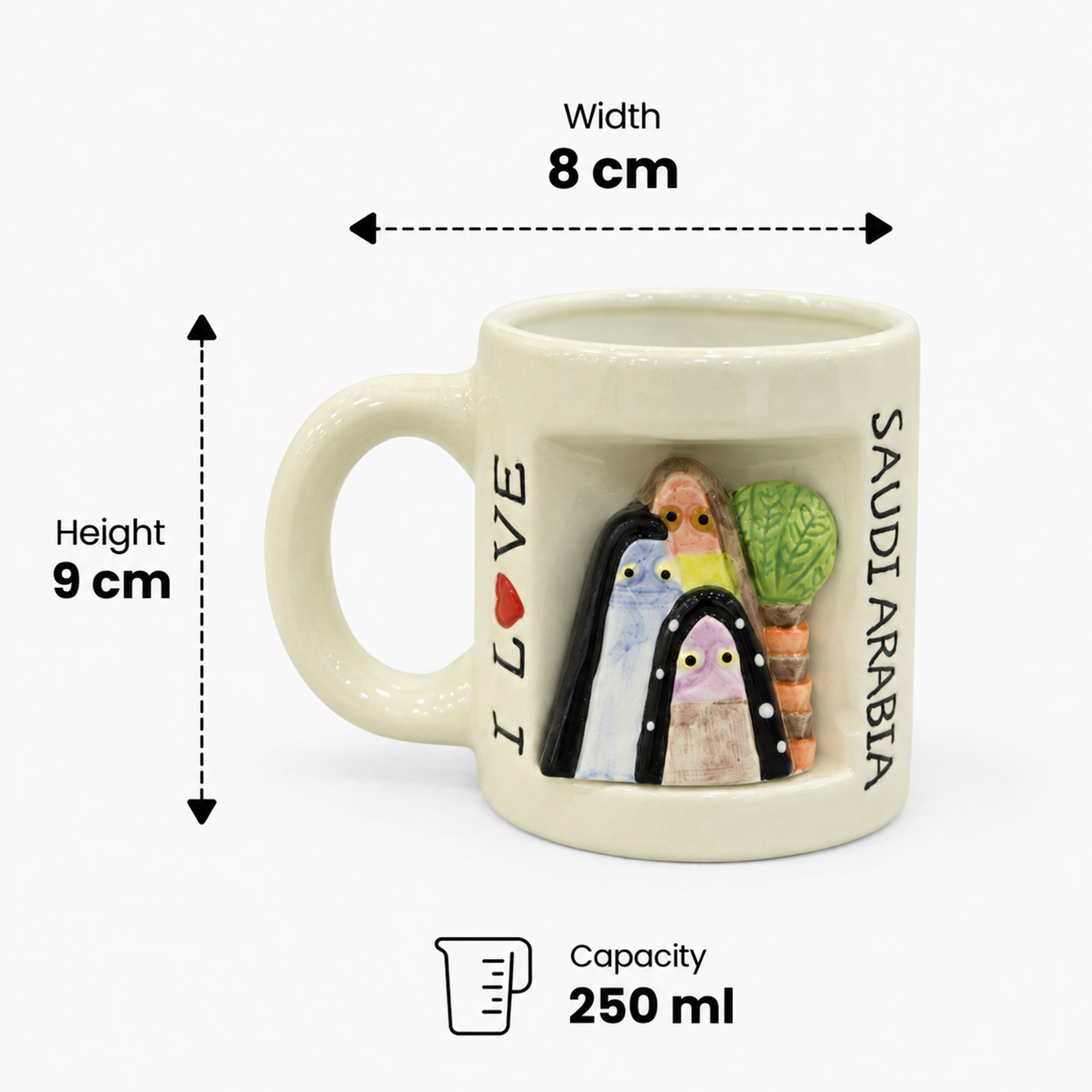 Crafted By Lifestyle Ceramic 'I Love Saudi Arabia' Mug With Family Figurine - 250 Ml-household-dining-teaandcoffee-mugsandcups-image-2