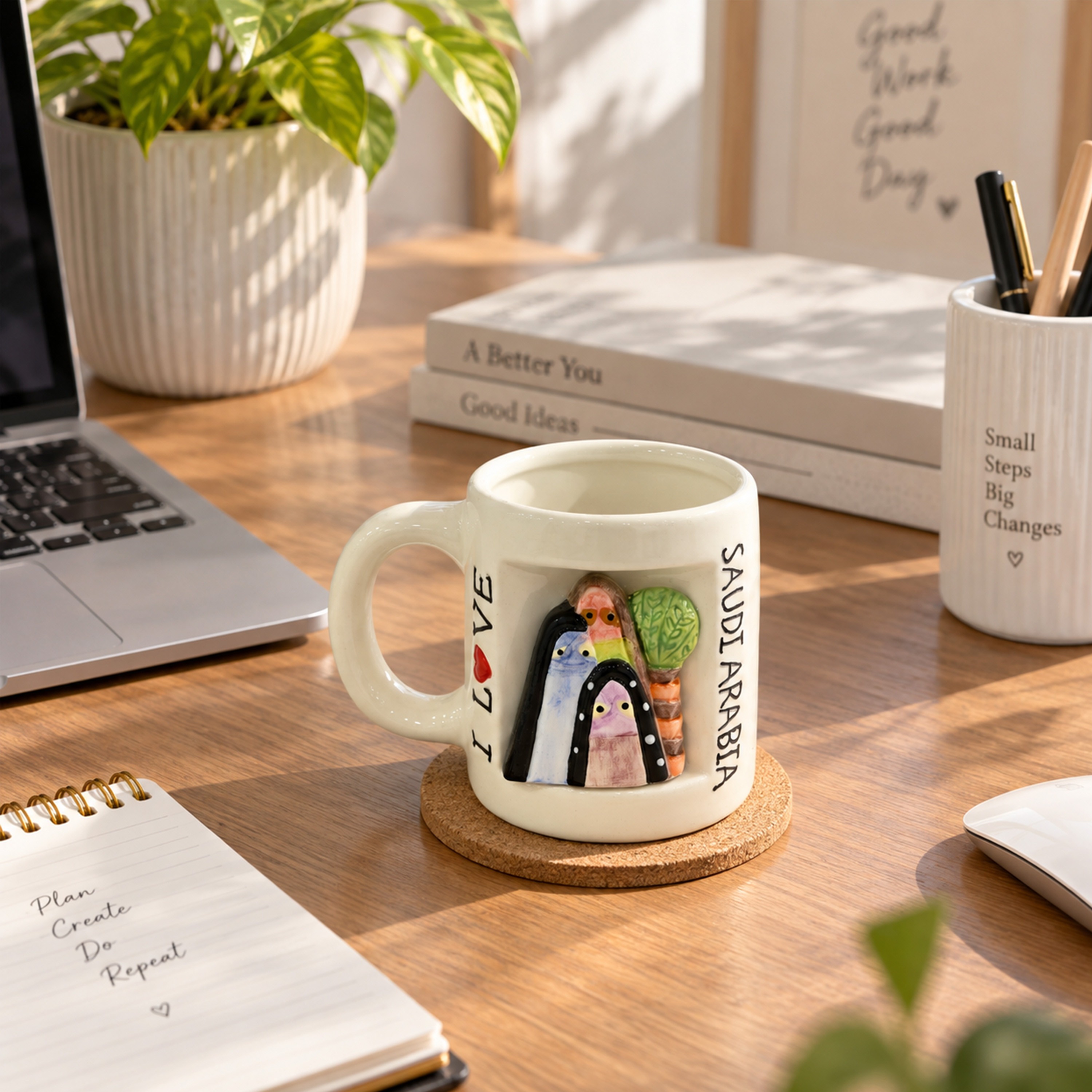 Crafted By Lifestyle Ceramic 'I Love Saudi Arabia' Mug With Family Figurine - 250 Ml-household-dining-teaandcoffee-mugsandcups-image-3