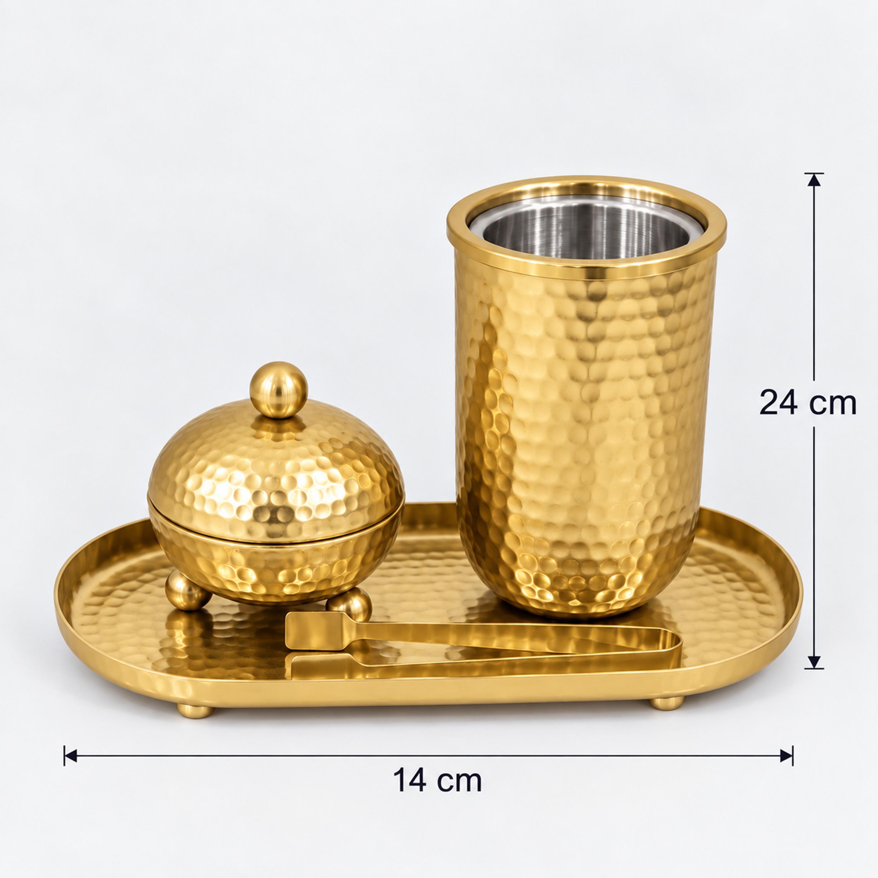 Crafted By Lifestyle Textured Aluminium Bukhoor Burner Set With Tray & Tongs-household-homefragrance-burners-image-2