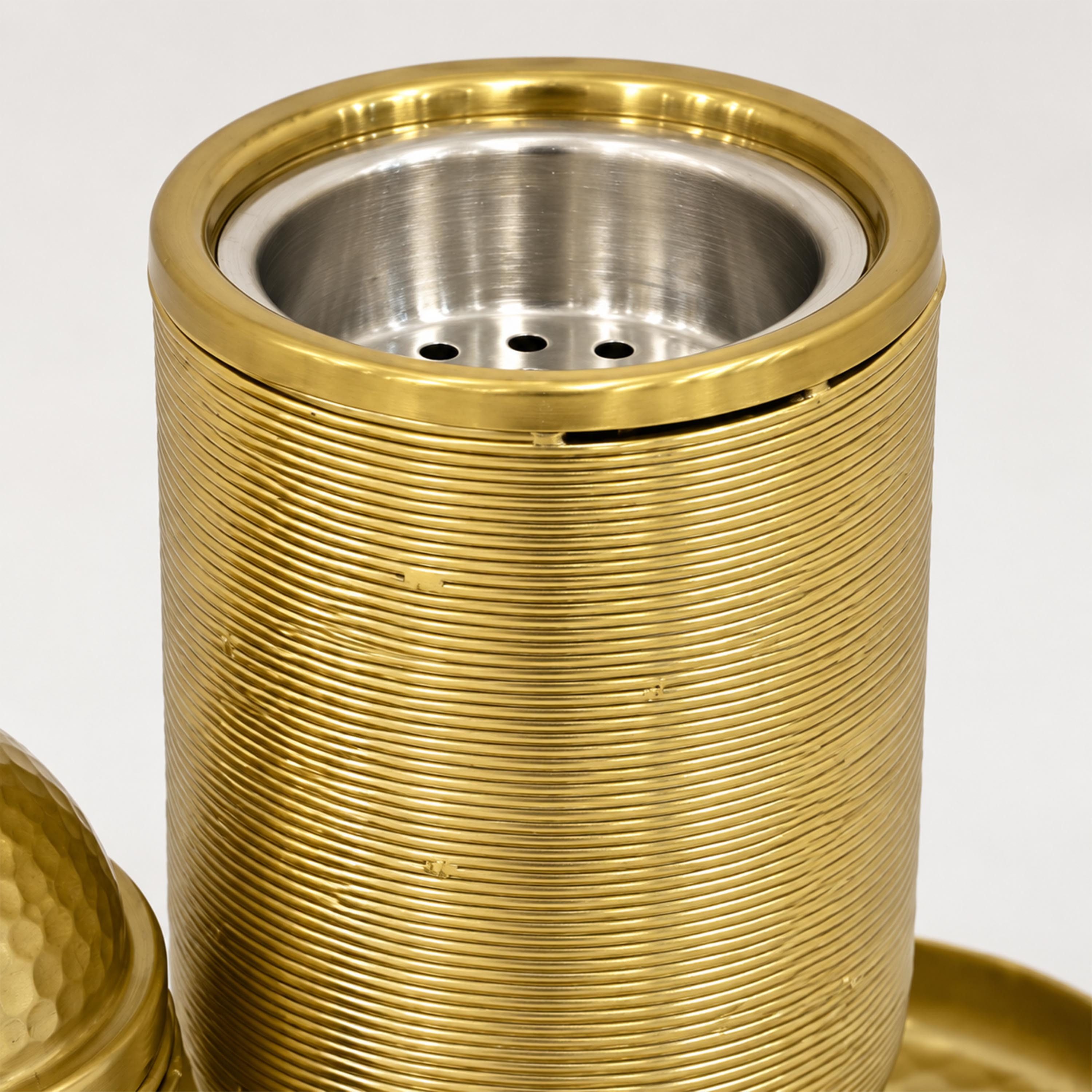 Crafted By Lifestyle Elegant Aluminium Bukhoor Burner Set With Tray & Tongs - Gold-household-homefragrance-burners-image-4