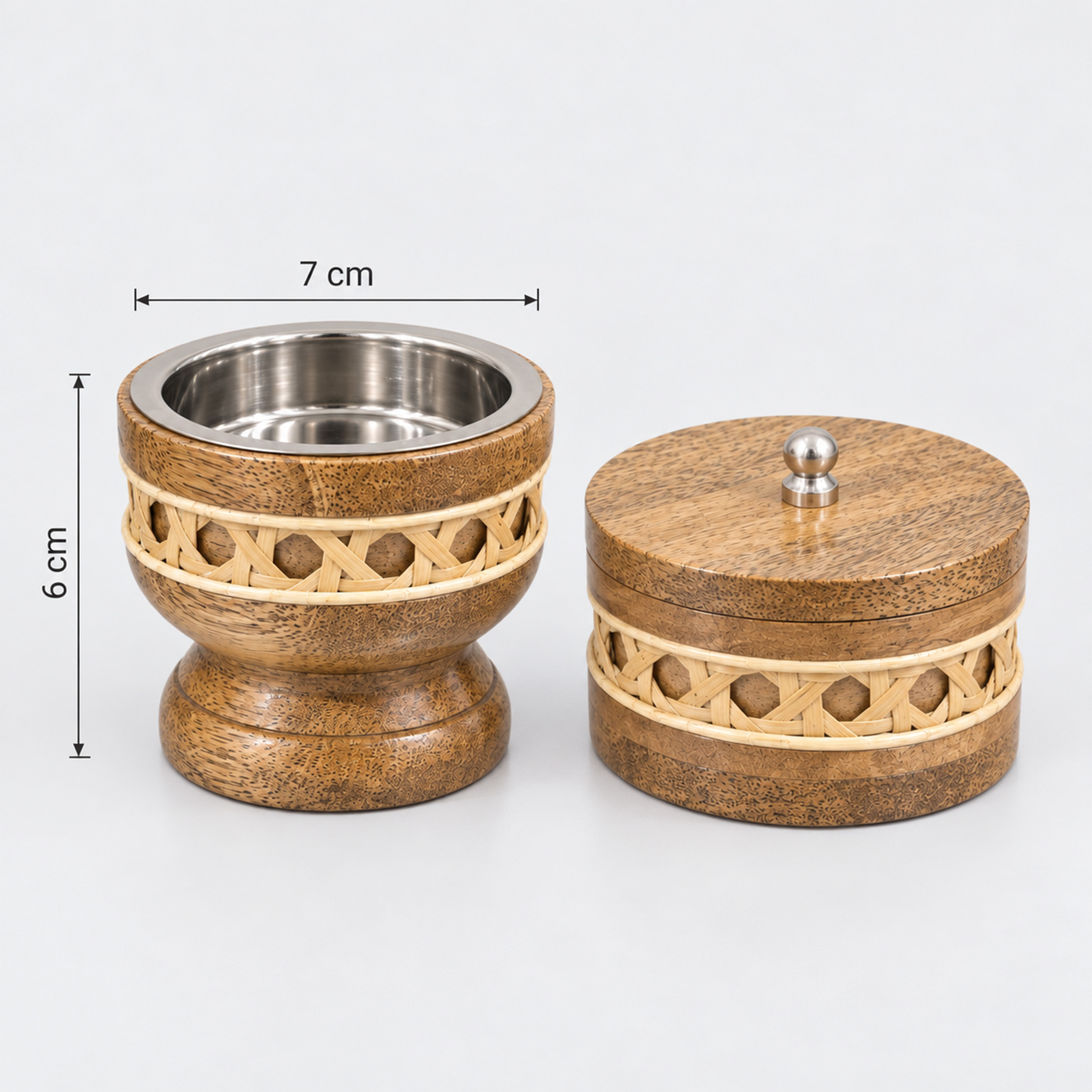 Crafted By Lifestyle Natural Mango Wood & Rattan Bukhoor Burner Set Of 2-household-homefragrance-burners-image-2