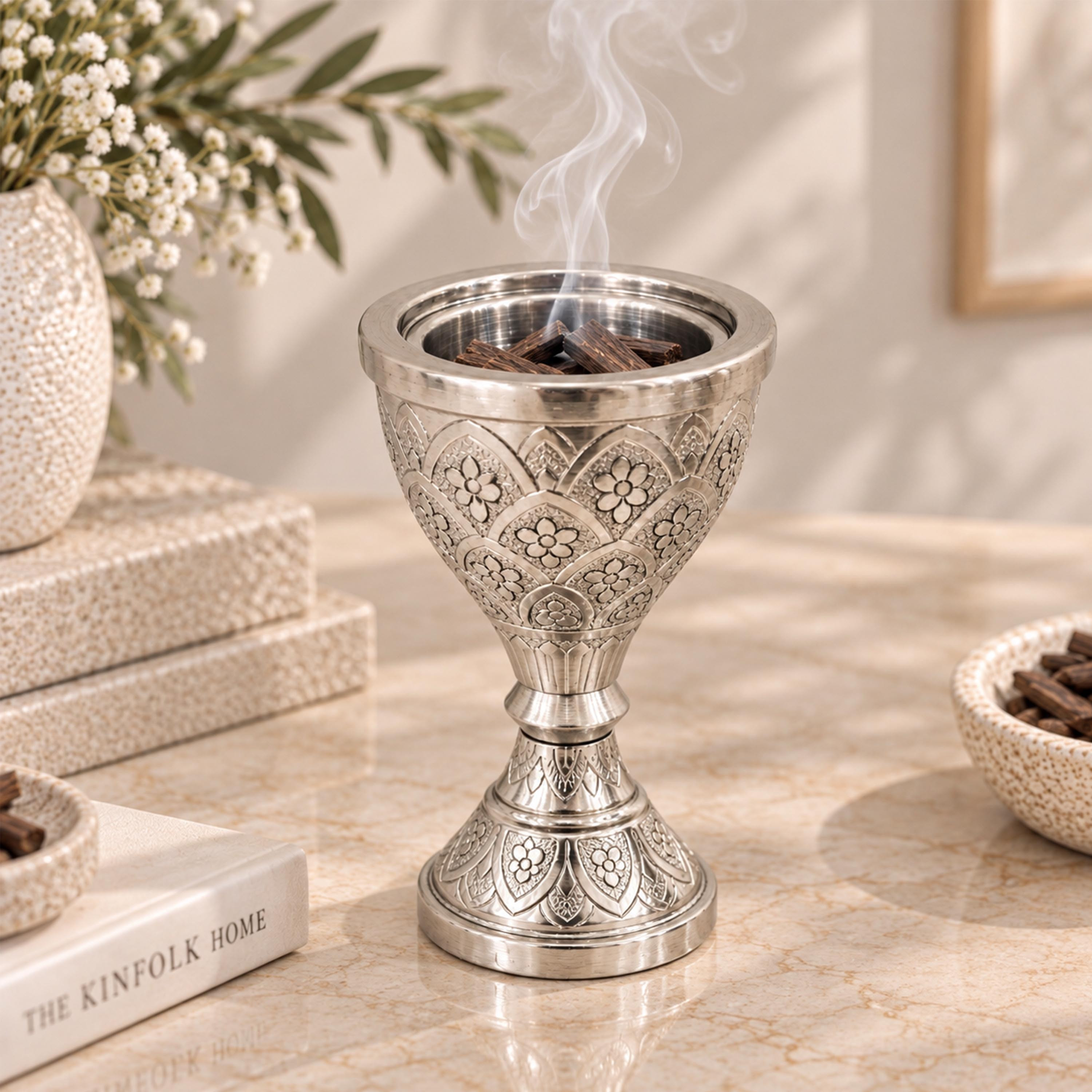 Crafted By Lifestyle Floral-Engraved Aluminium Bukhoor Burner-household-homefragrance-burners-image-3