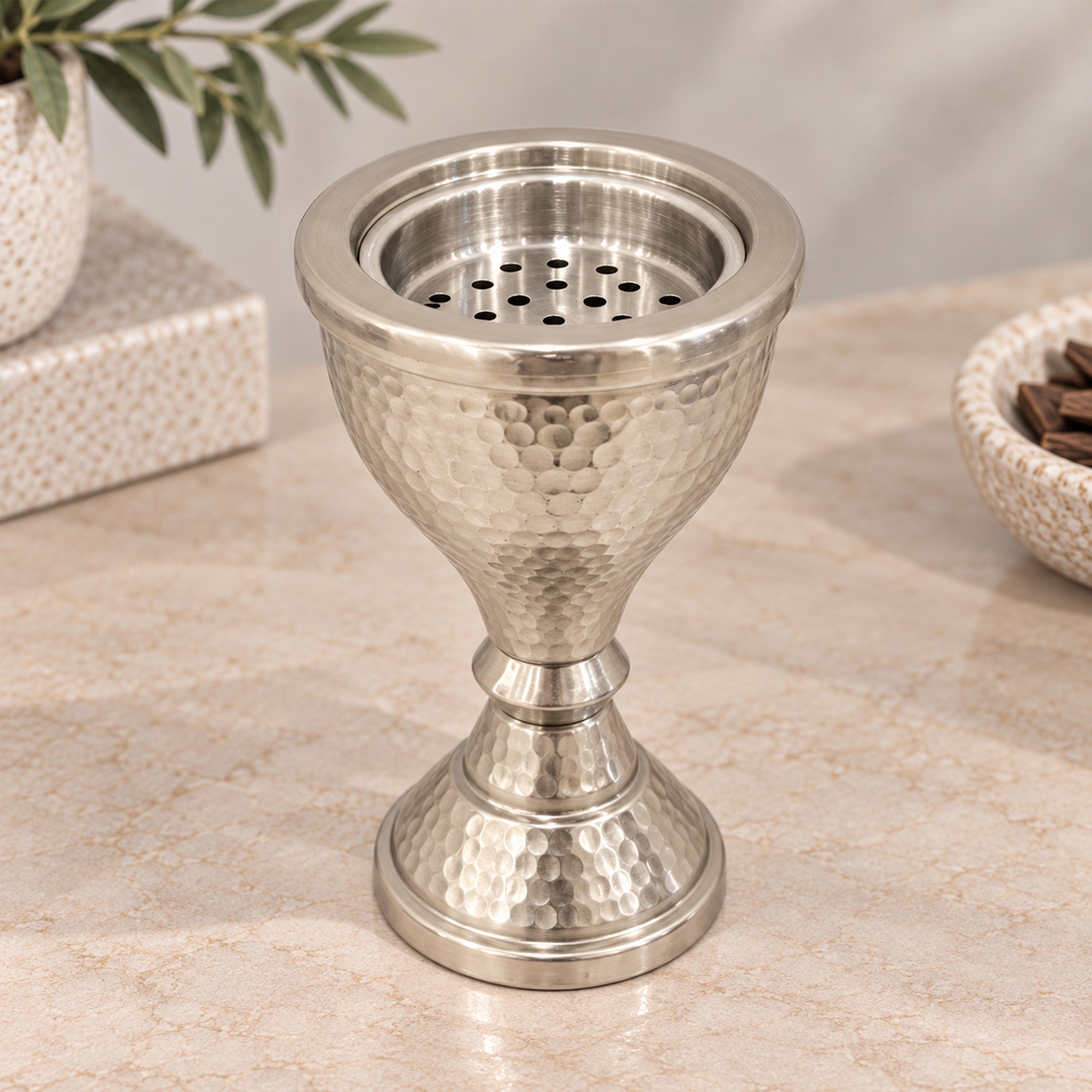 Crafted By Lifestyle Hammered Aluminium Bukhoor Burner-household-homefragrance-burners-image-1