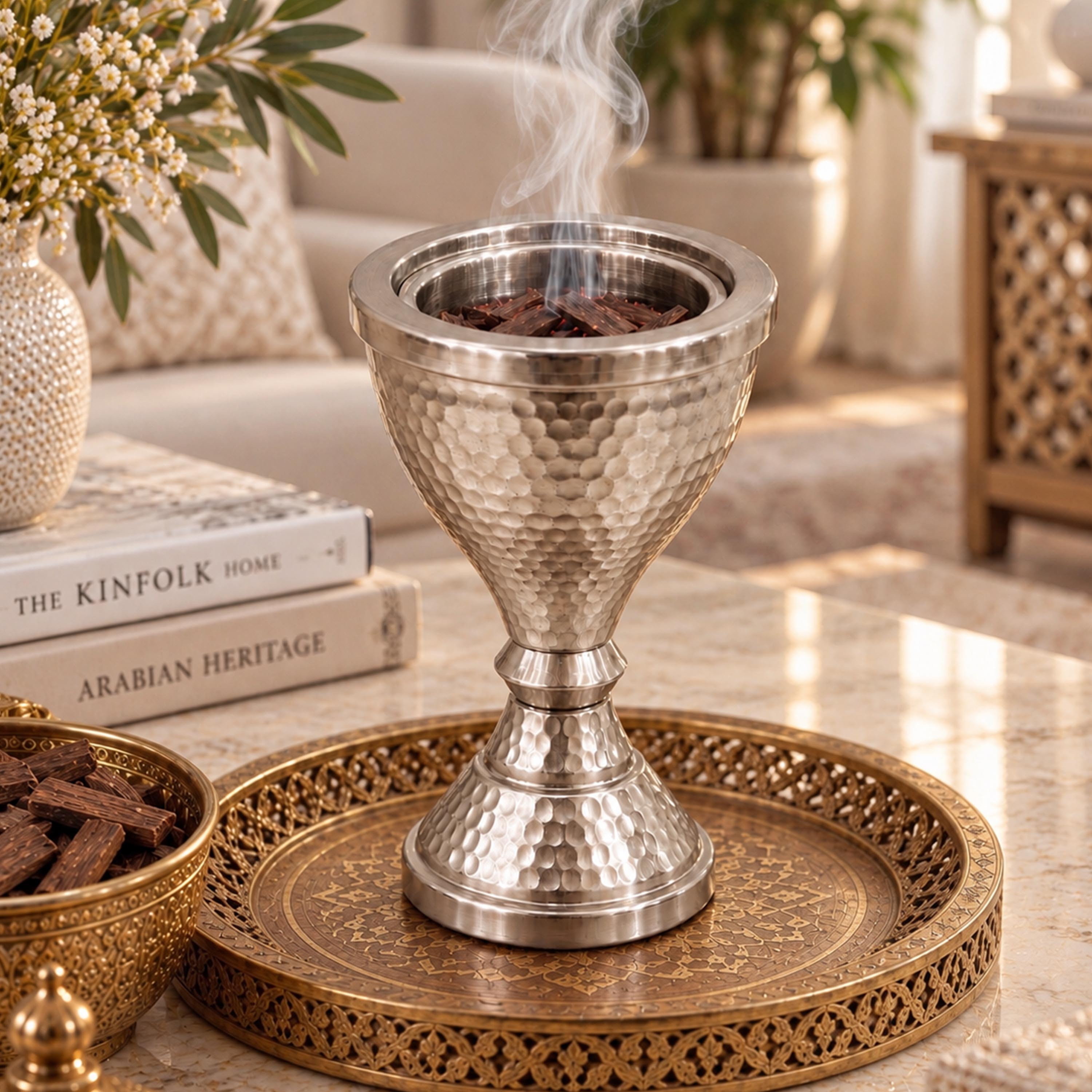 Crafted By Lifestyle Hammered Aluminium Bukhoor Burner-household-homefragrance-burners-image-3