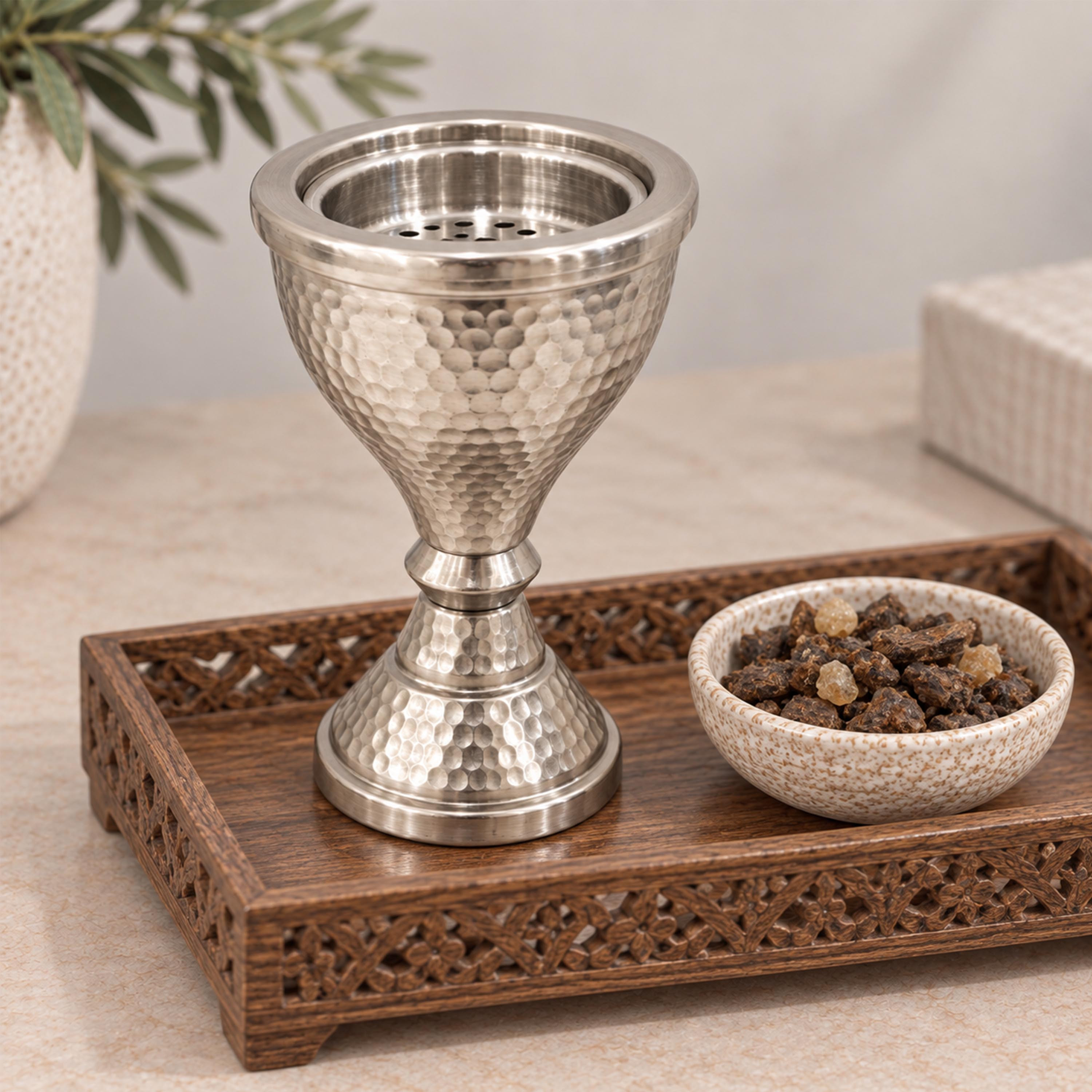 Crafted By Lifestyle Hammered Aluminium Bukhoor Burner-household-homefragrance-burners-image-5