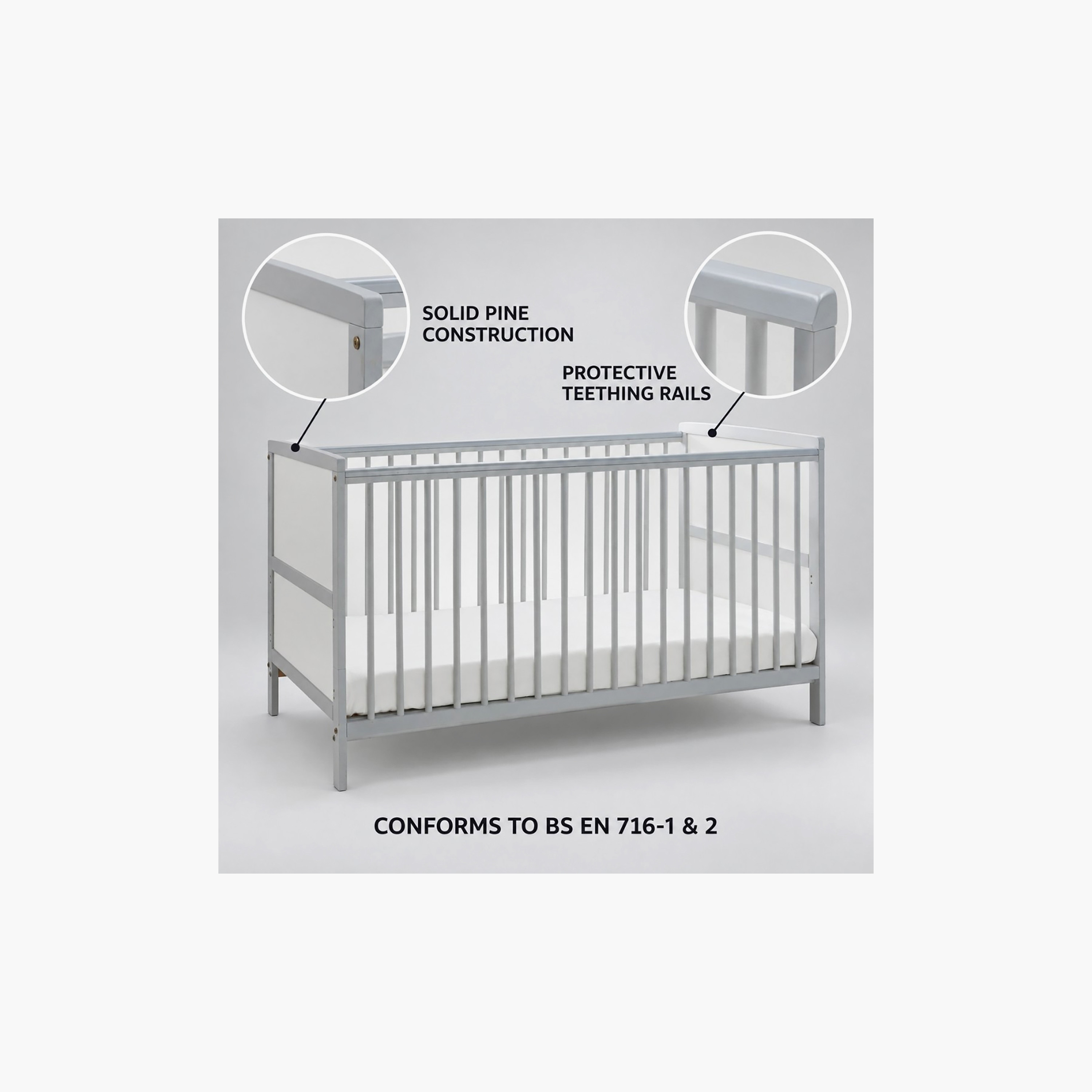 سرير أطفال قابل للتحويل 2 في 1 سيدني بارتفاع قابل للتعديل من كيندر فالي-baby-nursery-furniture-cribsandbeds-beds-image-3