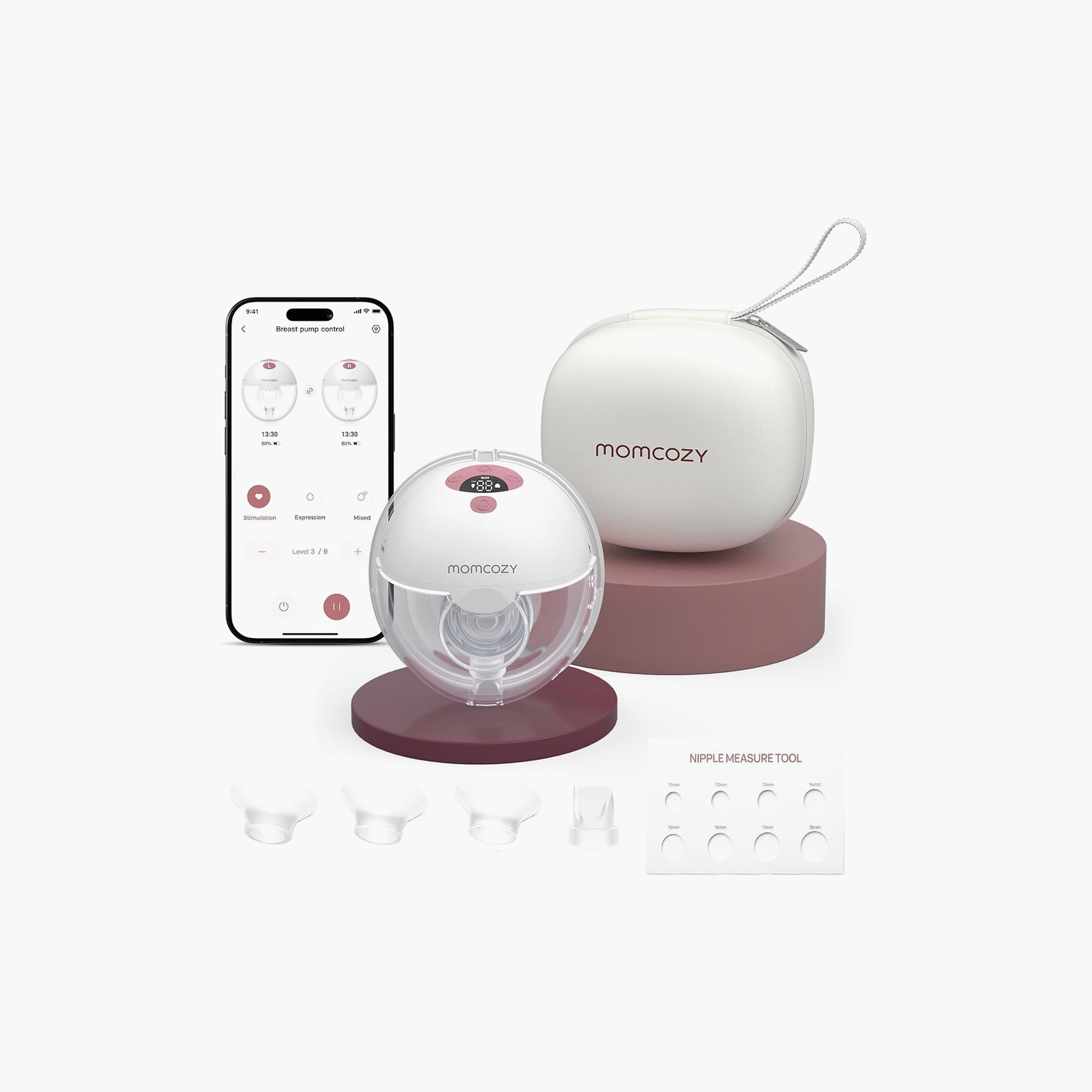 طقم شفاط حليب كهربائي مفرد ذكي قابل للارتداء M5 من مومكوزي-baby-feeding-breastfeedingandcare-image-1