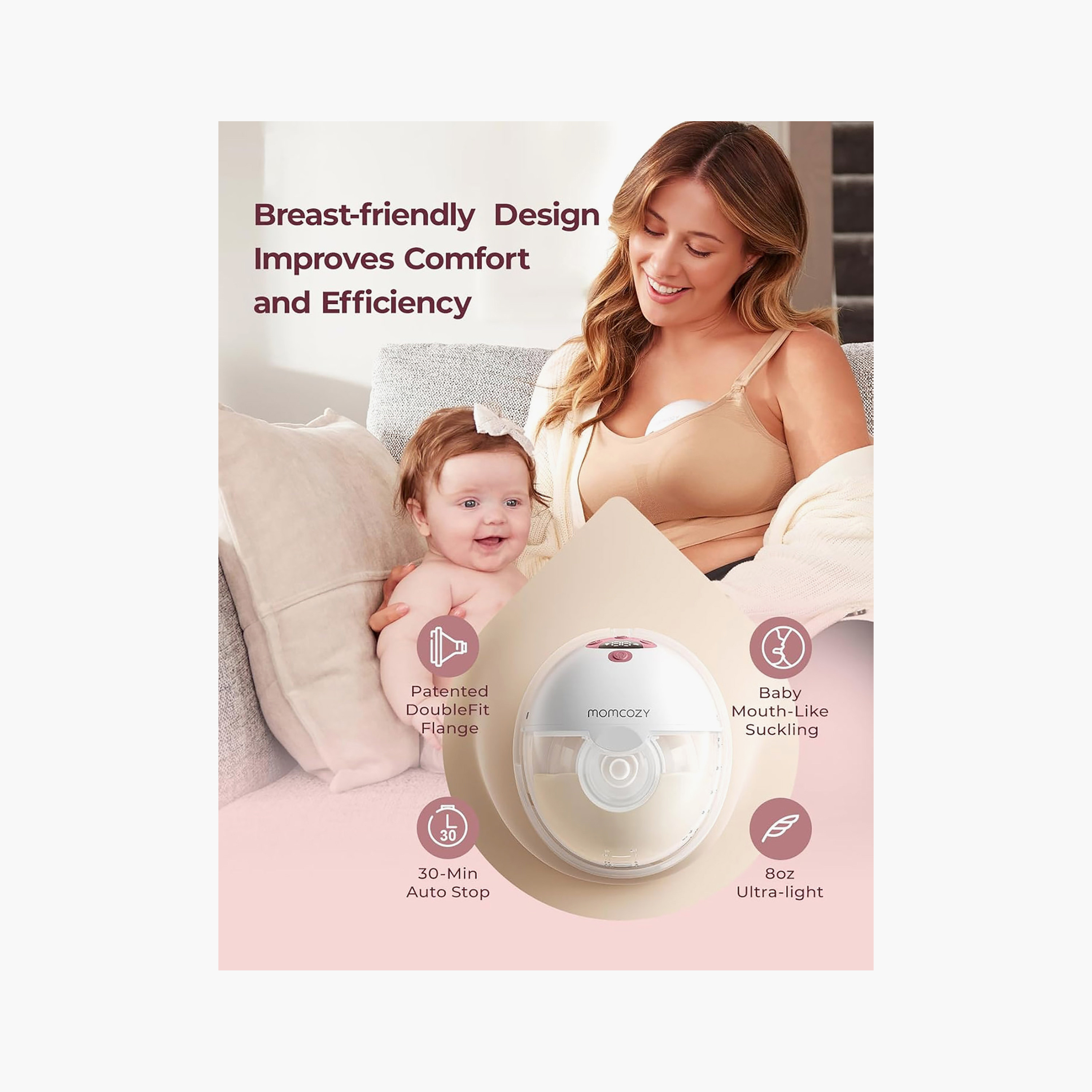 طقم شفاط حليب كهربائي مفرد ذكي قابل للارتداء M5 من مومكوزي-baby-feeding-breastfeedingandcare-image-4