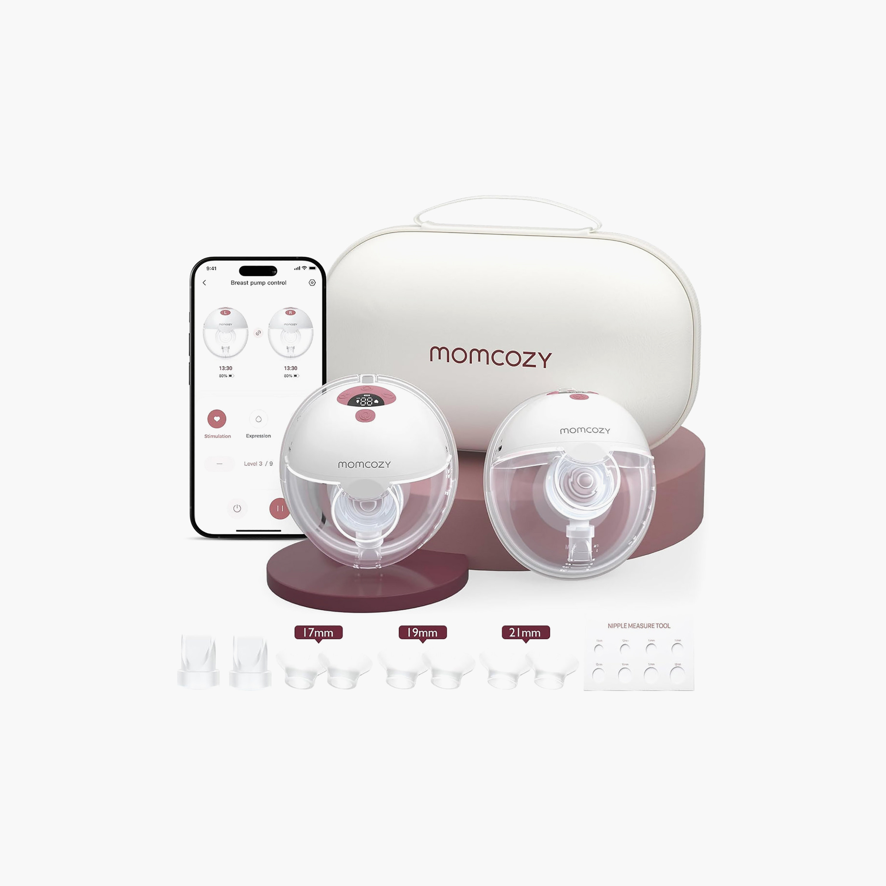 طقم مضخة حليب ثدي كهربائية مزدوجة ذكية قابلة للارتداء M5 من مومكوزي-baby-feeding-breastfeedingandcare-image-1