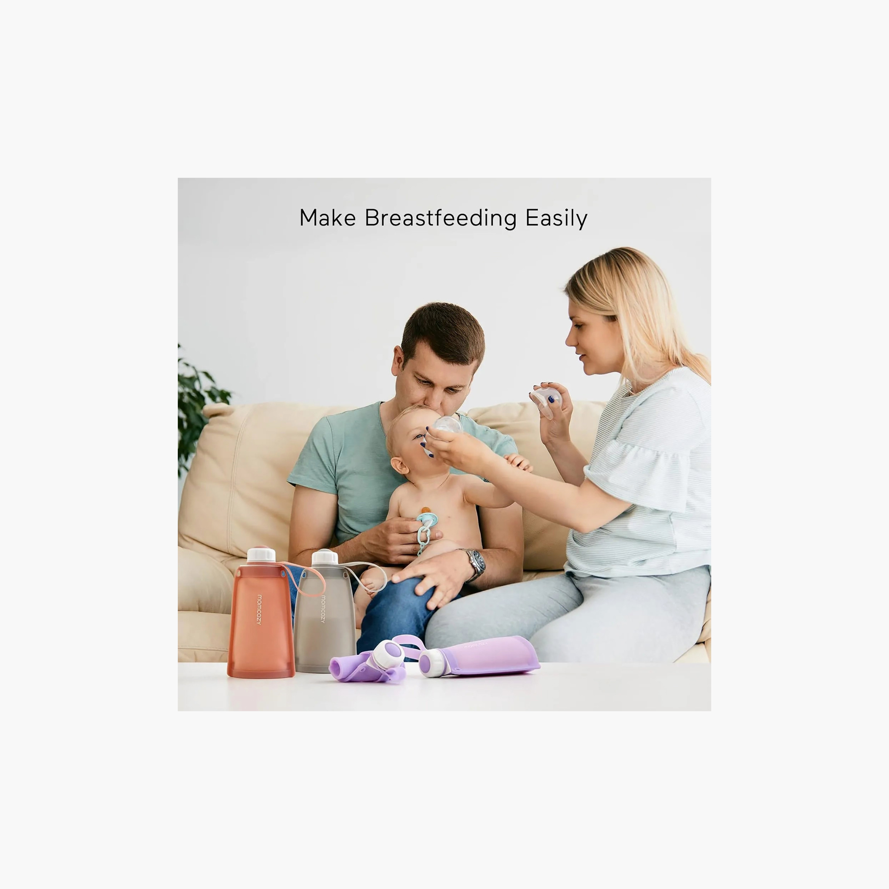 أكياس حفظ حليب سيليكون 5 قطع مع حزام حمل من مومكوزي-baby-feeding-breastfeedingandcare-image-2