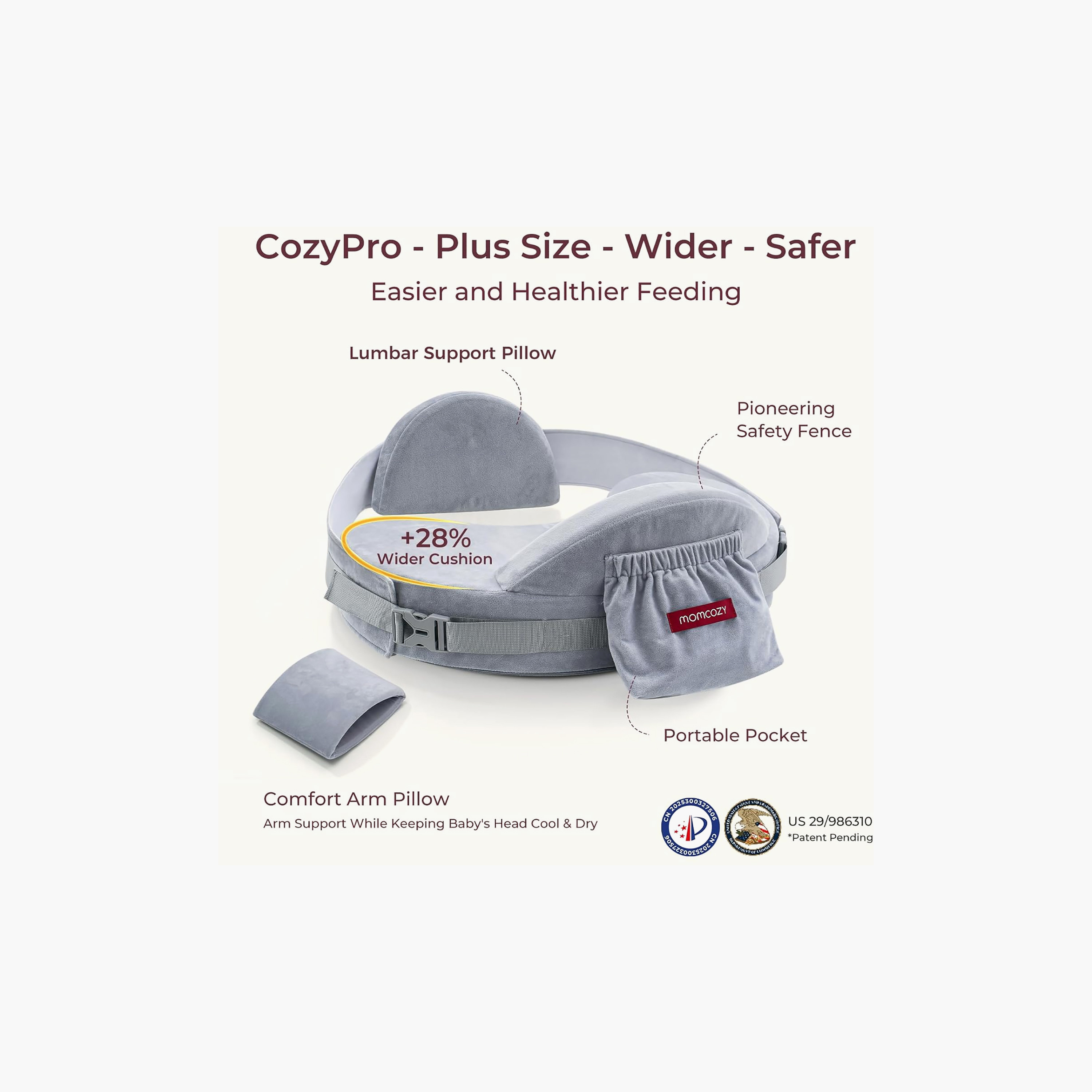 Momcozy CozyPro Nursing Pillow with Portable Pocket-baby-feeding-accessories-image-2