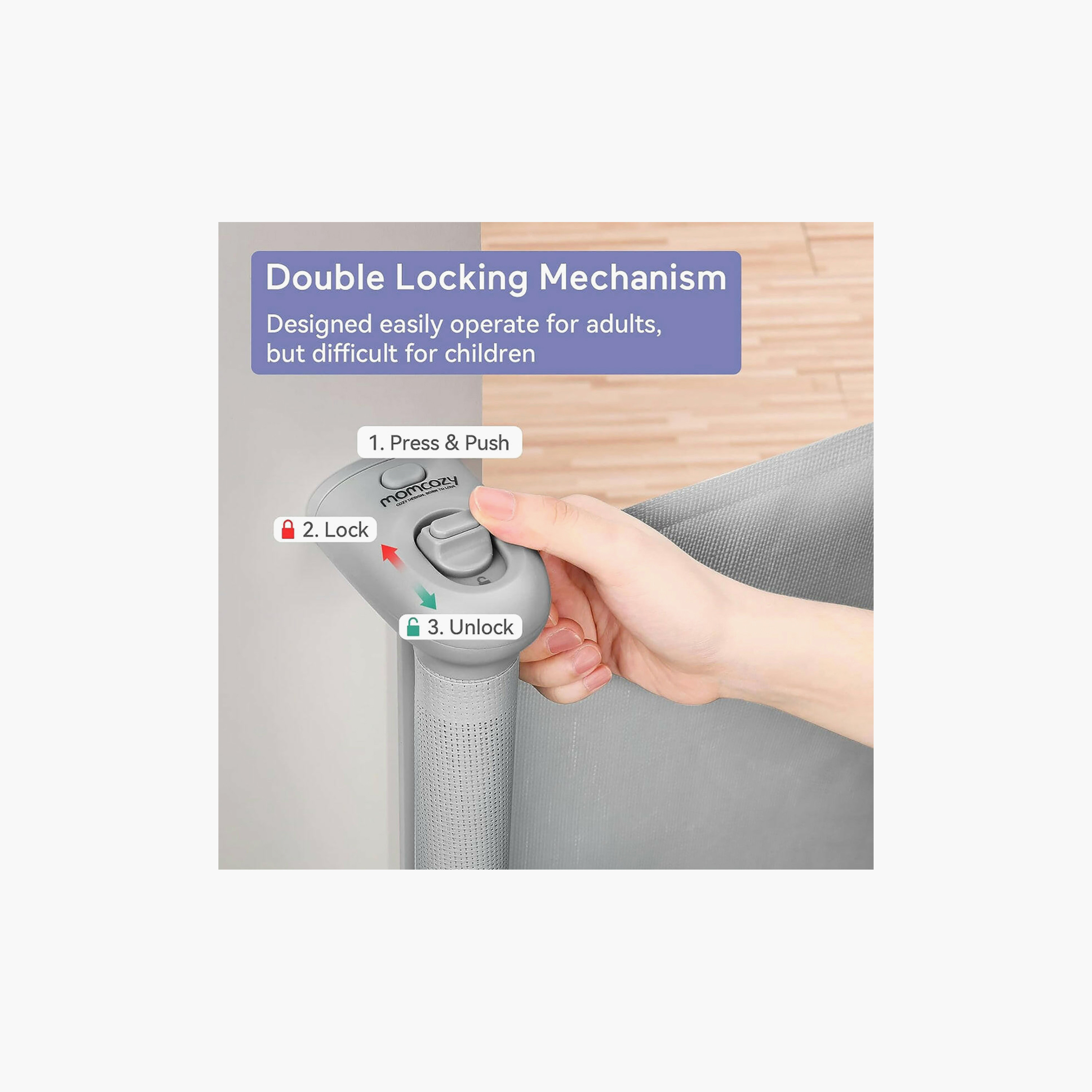 بوابة أمان قابلة للسحب للأطفال بقفل مزدوج من مومكوزي-baby-healthandsafety-babyproofing-image-6
