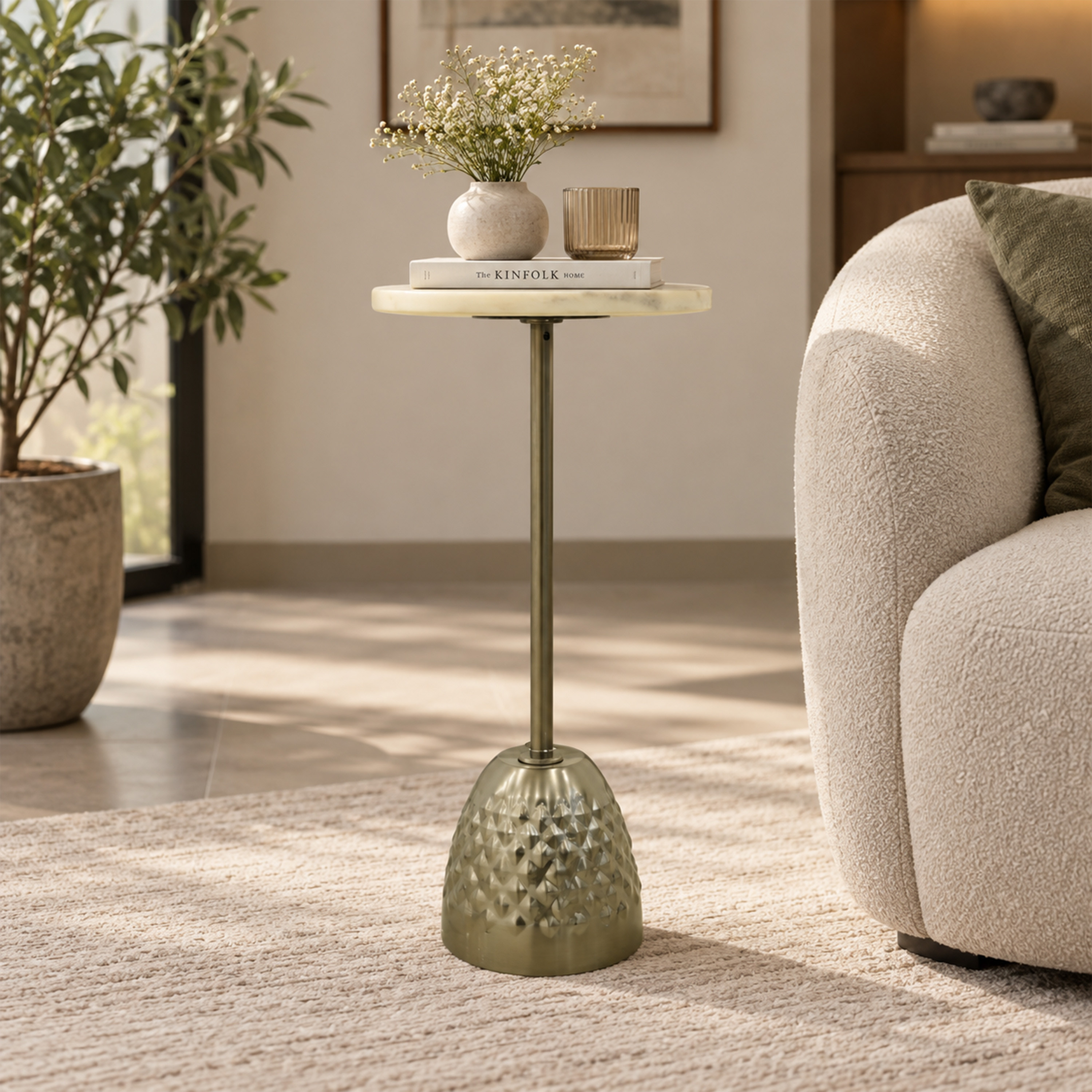 Crafted by lifestyle Marble Top Round Side Table-furniture-livingroom-sideandendtables-image-1