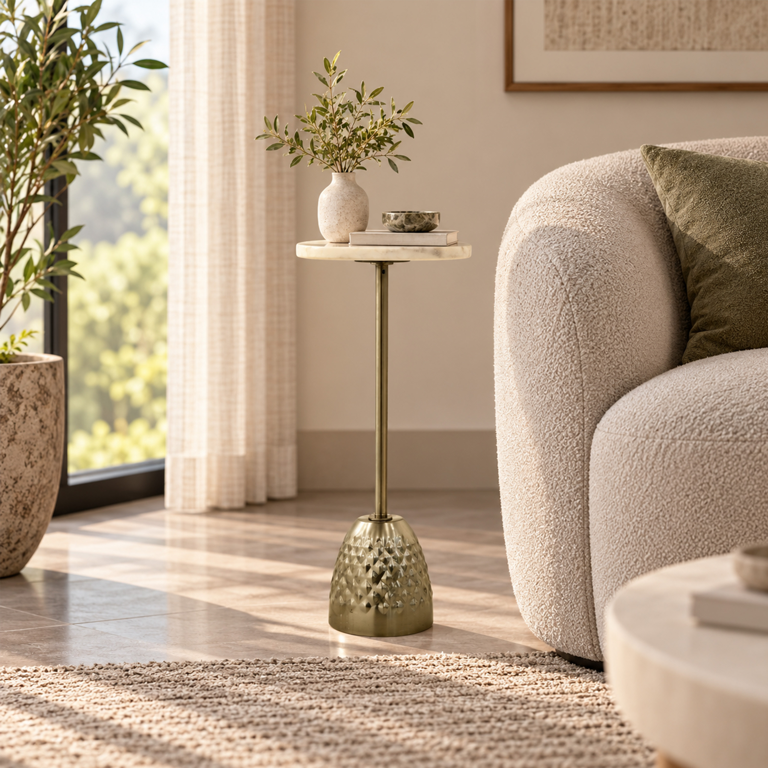 Crafted by lifestyle Marble Top Round Side Table-furniture-livingroom-sideandendtables-image-3
