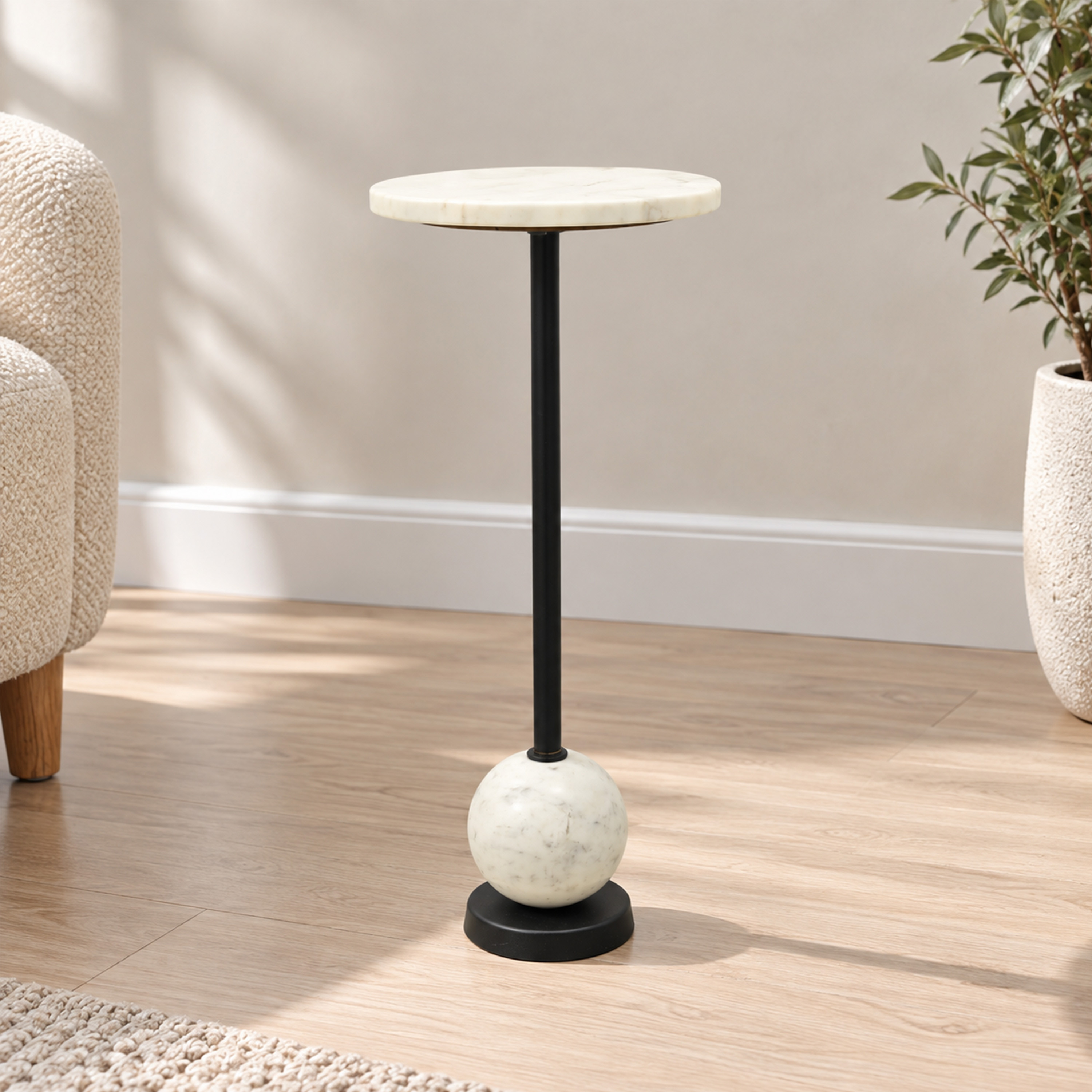 Crafted by lifestyle Marble Top Round Side Table-furniture-livingroom-sideandendtables-image-1
