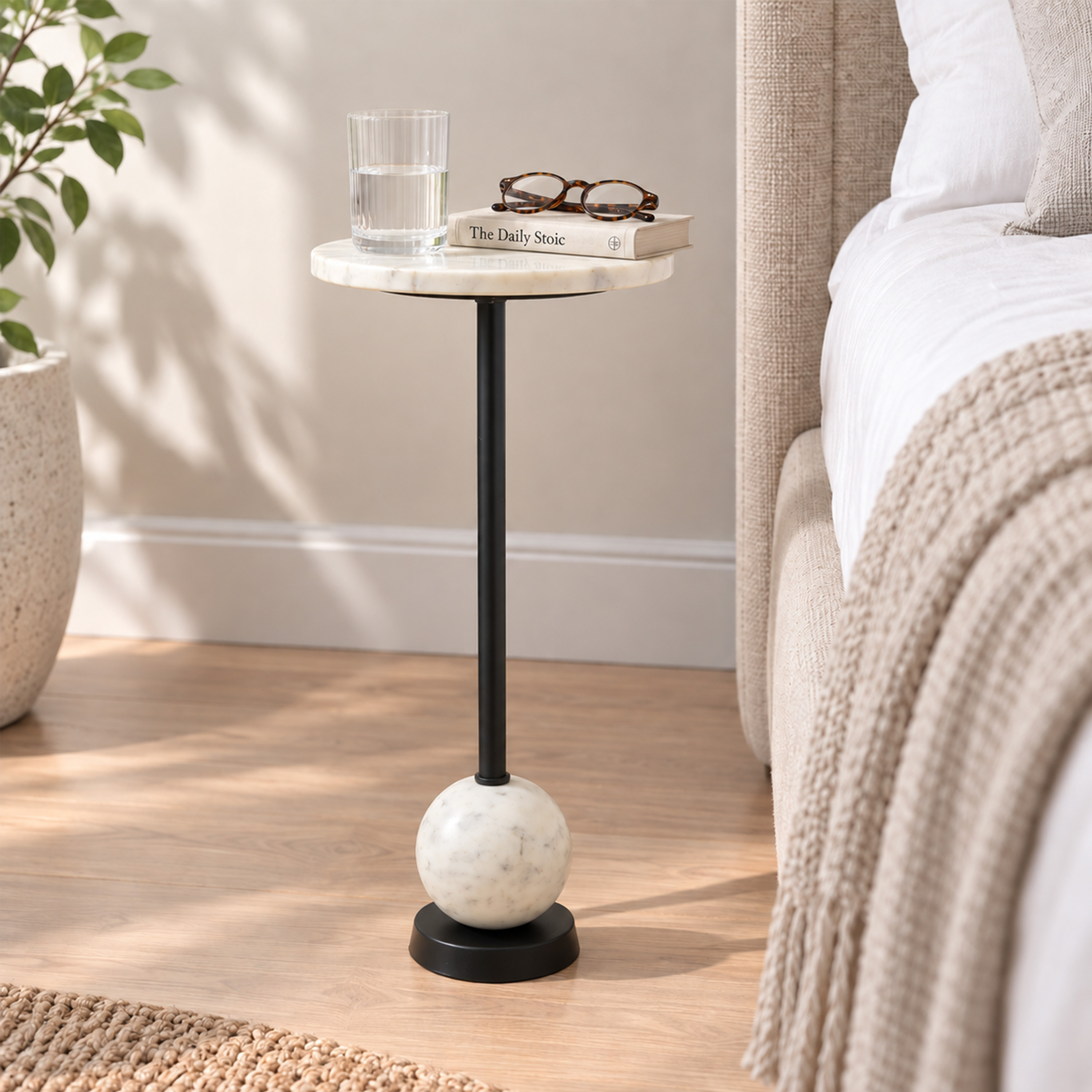 Crafted by lifestyle Marble Top Round Side Table-furniture-livingroom-sideandendtables-image-5