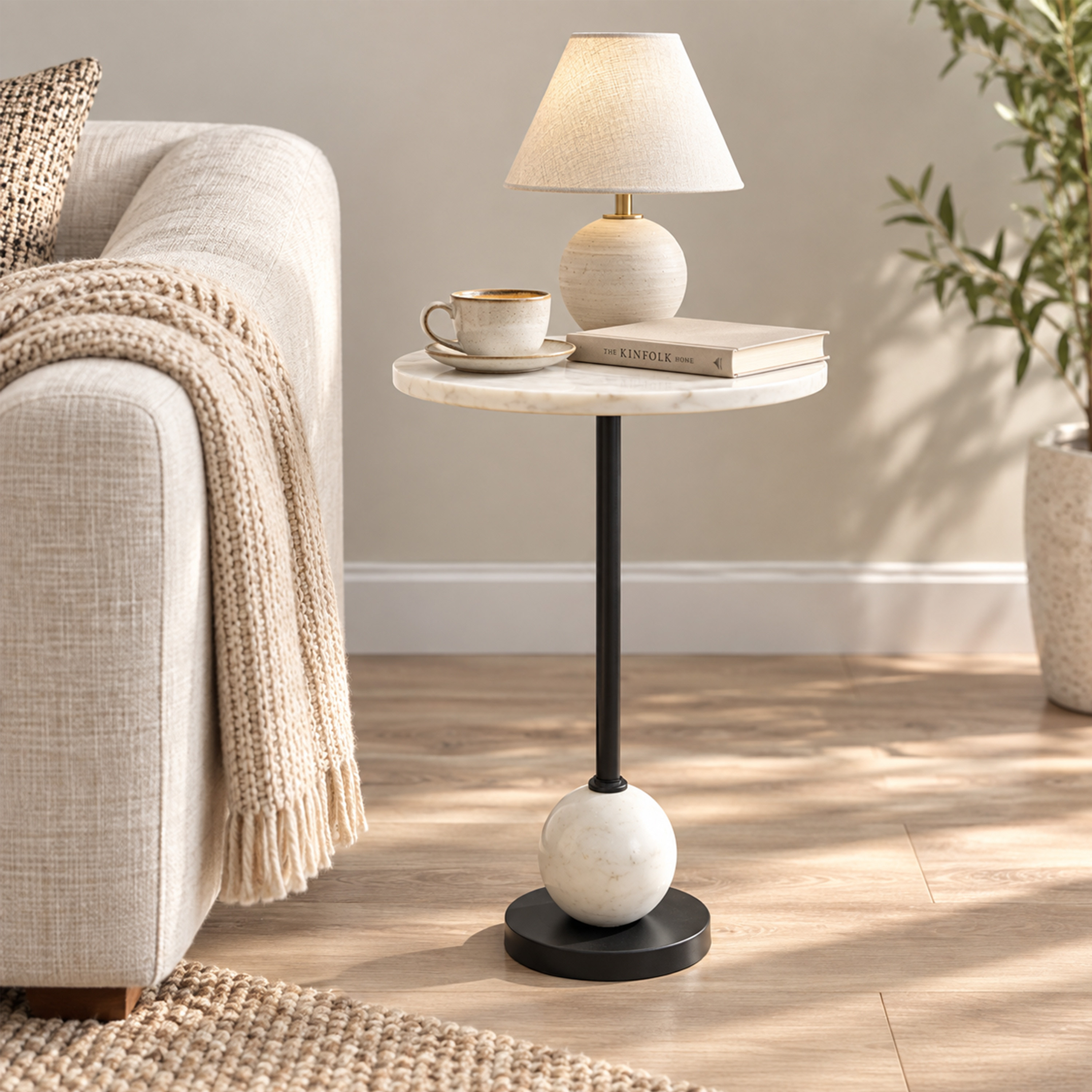 Crafted by lifestyle Marble Top Round Side Table-furniture-livingroom-sideandendtables-image-3