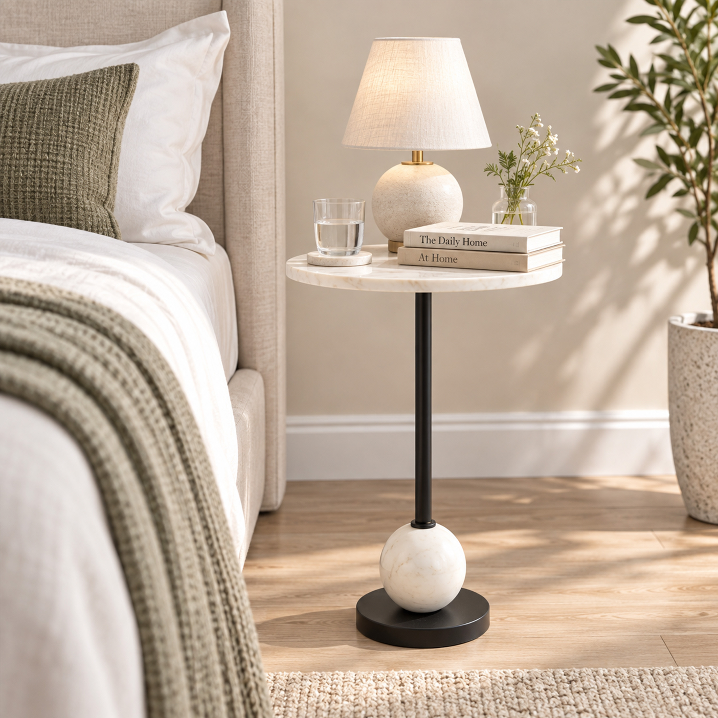 Crafted by lifestyle Marble Top Round Side Table-furniture-livingroom-sideandendtables-image-5