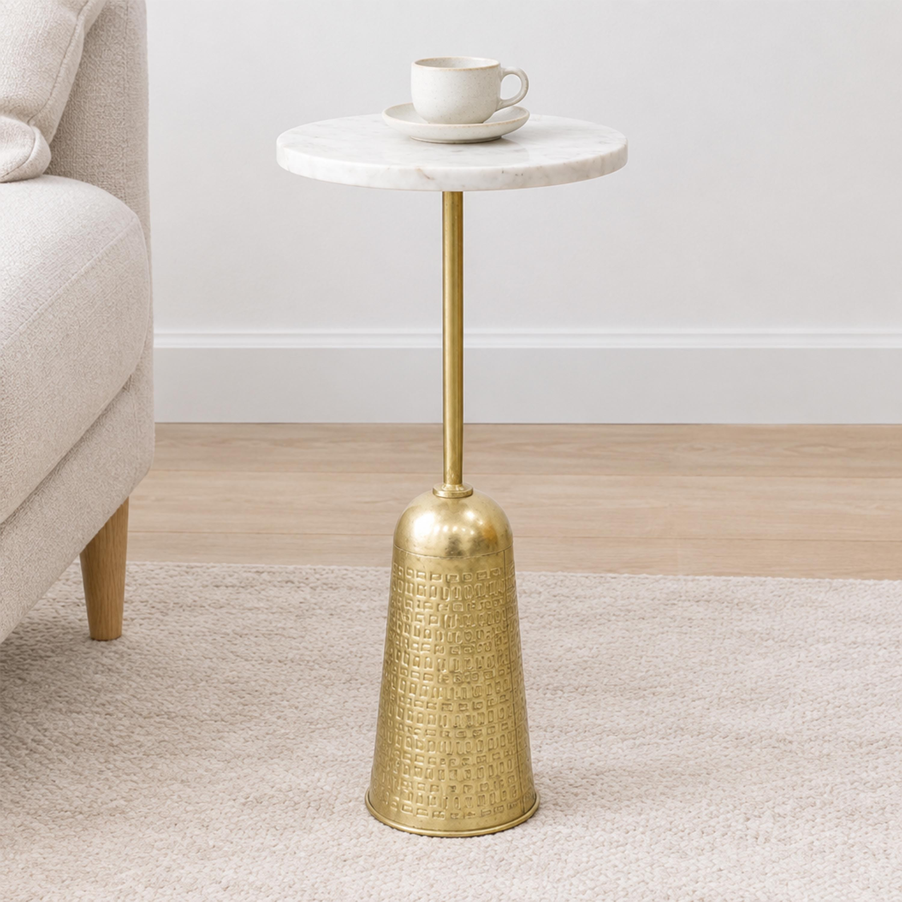 Crafted by lifestyle Marble Top Round Side Table-furniture-livingroom-sideandendtables-image-3