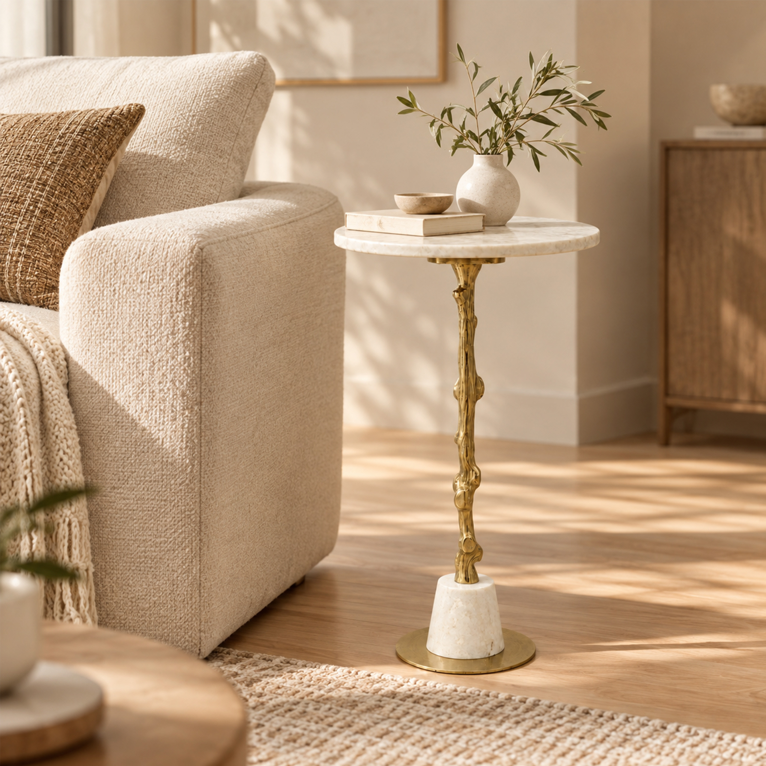 Crafted by lifestyle Marble Top Round Side Table-furniture-livingroom-sideandendtables-image-3