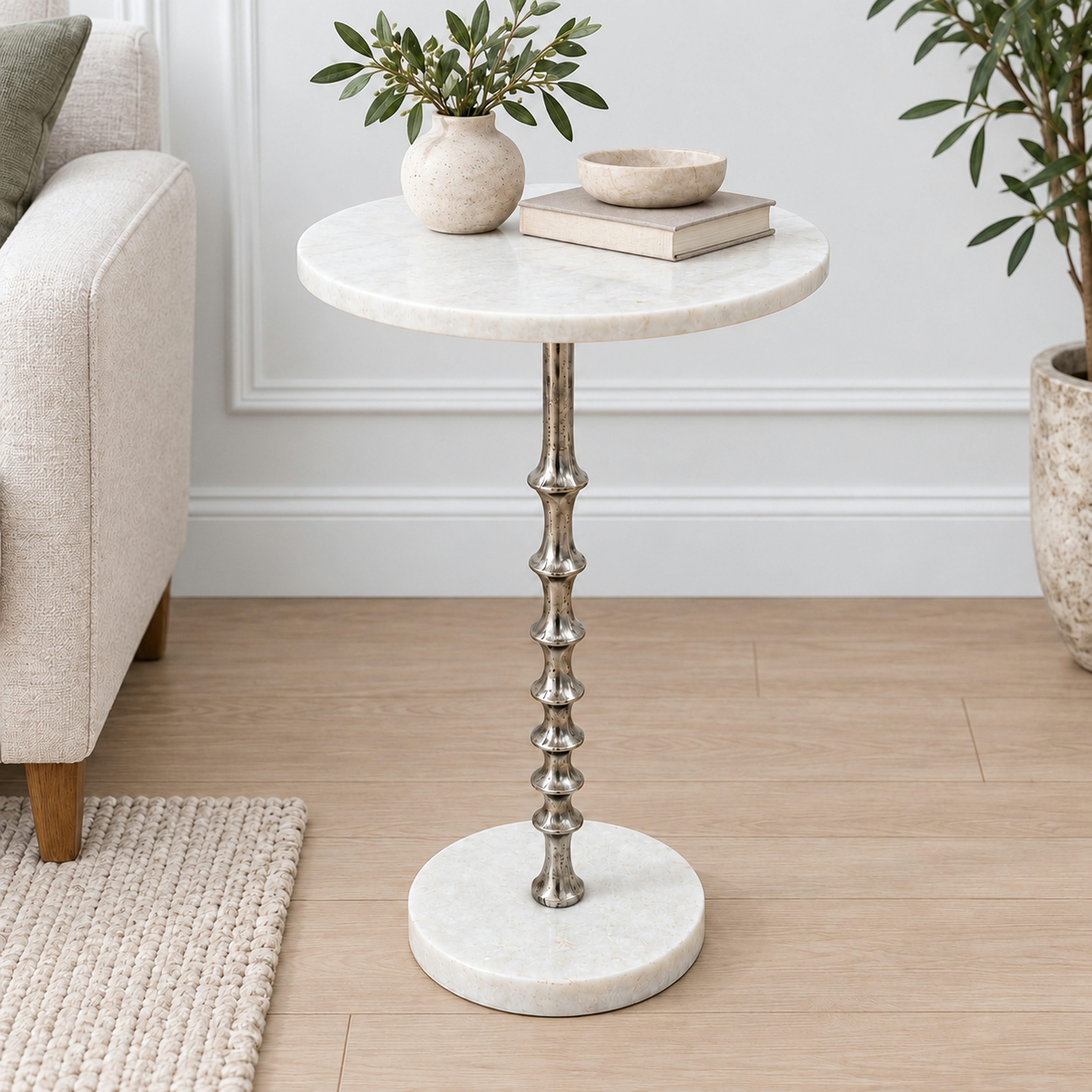 Crafted by lifestyle Marble Top Round Side Table-furniture-livingroom-sideandendtables-image-3