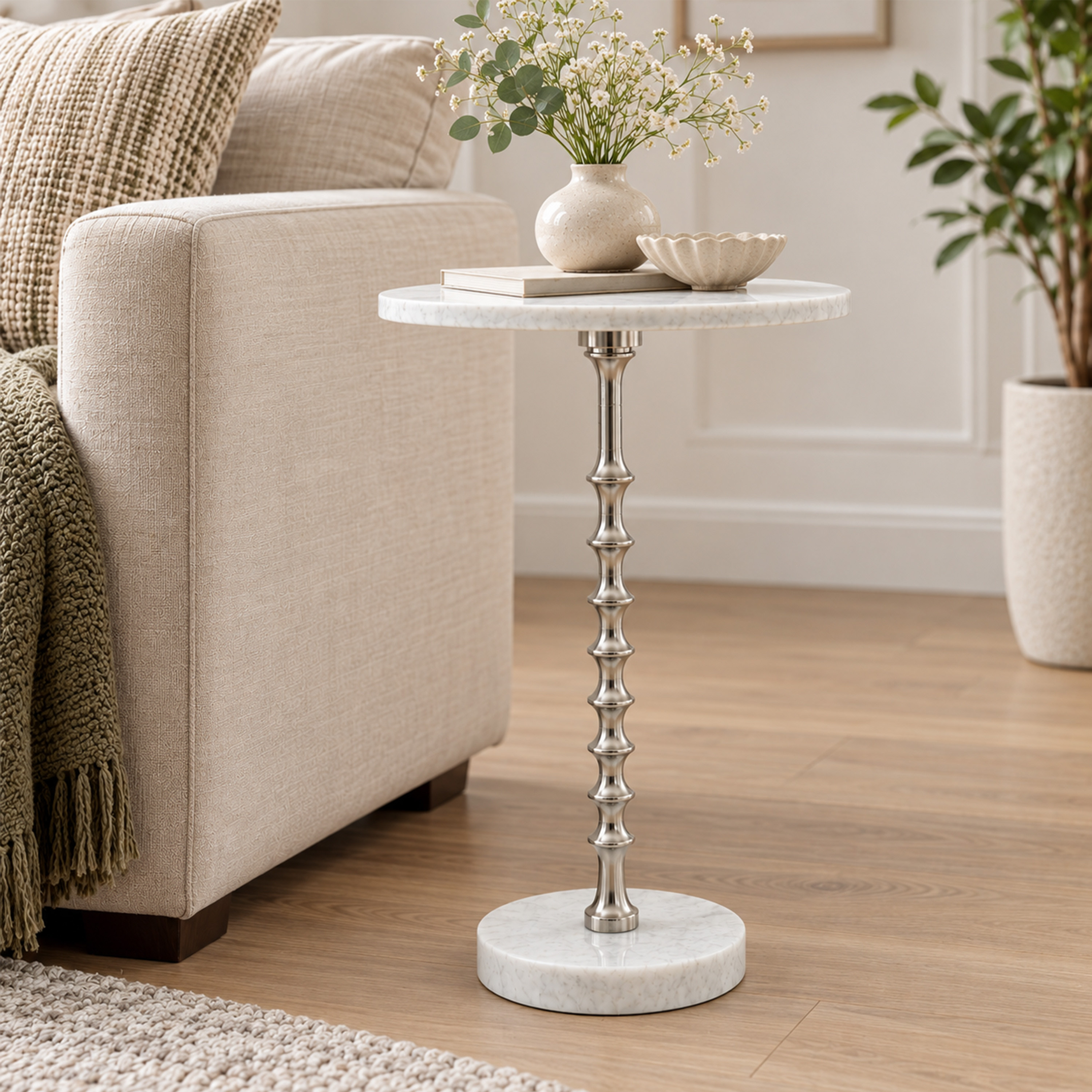 Crafted by lifestyle Marble Top Round Side Table-furniture-livingroom-sideandendtables-image-2