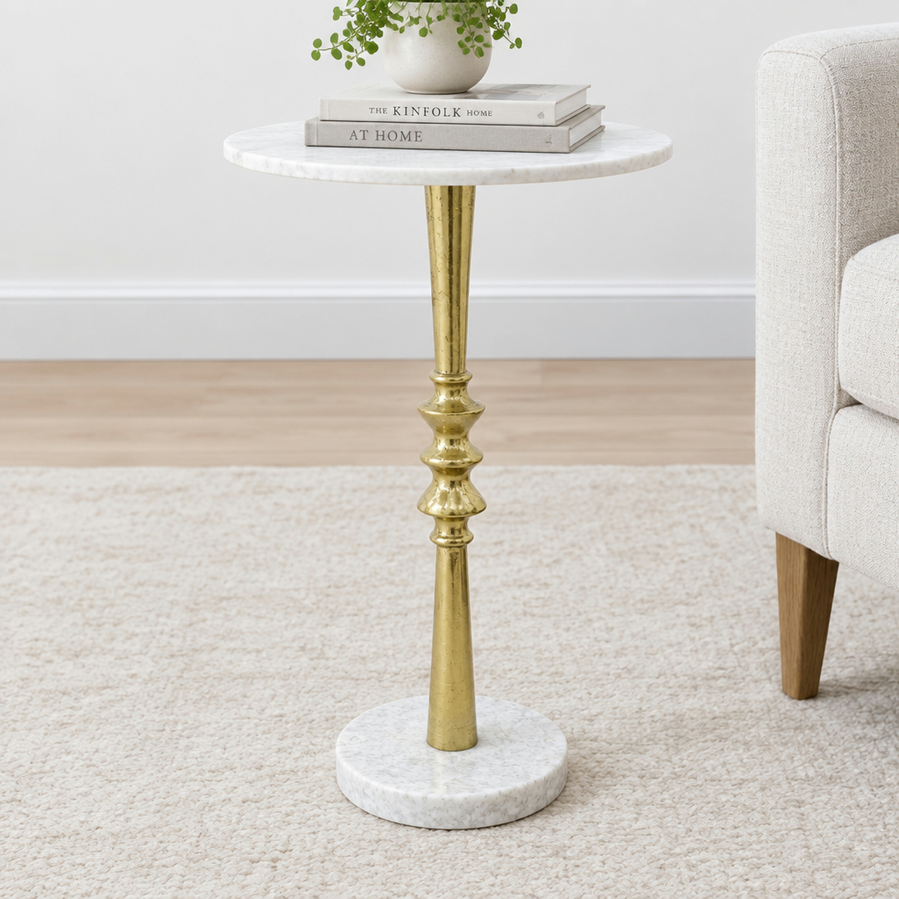 Crafted by lifestyle Marble Top Round Side Table-furniture-livingroom-sideandendtables-image-3