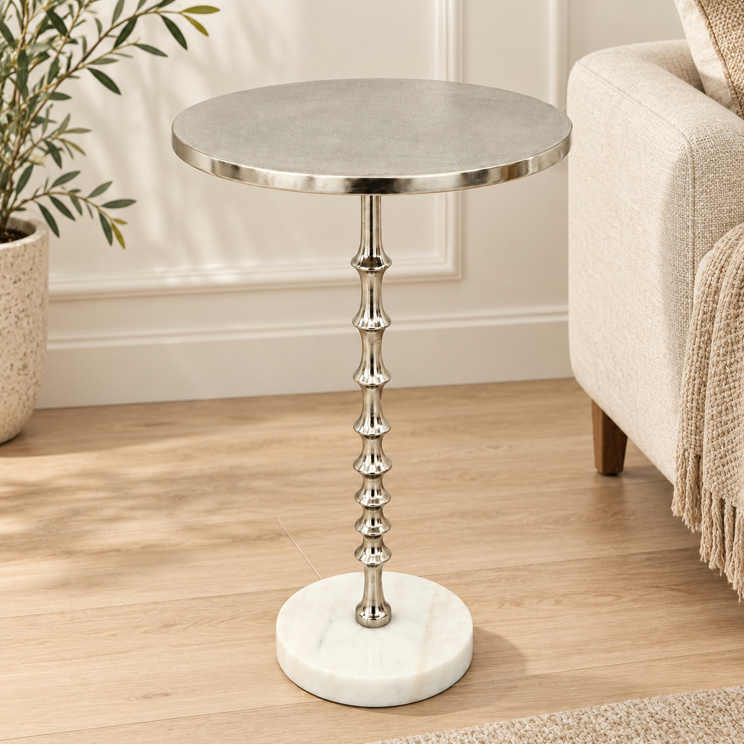 Crafted by lifestyle Aluminium Top Round Side Table-furniture-livingroom-sideandendtables-image-3