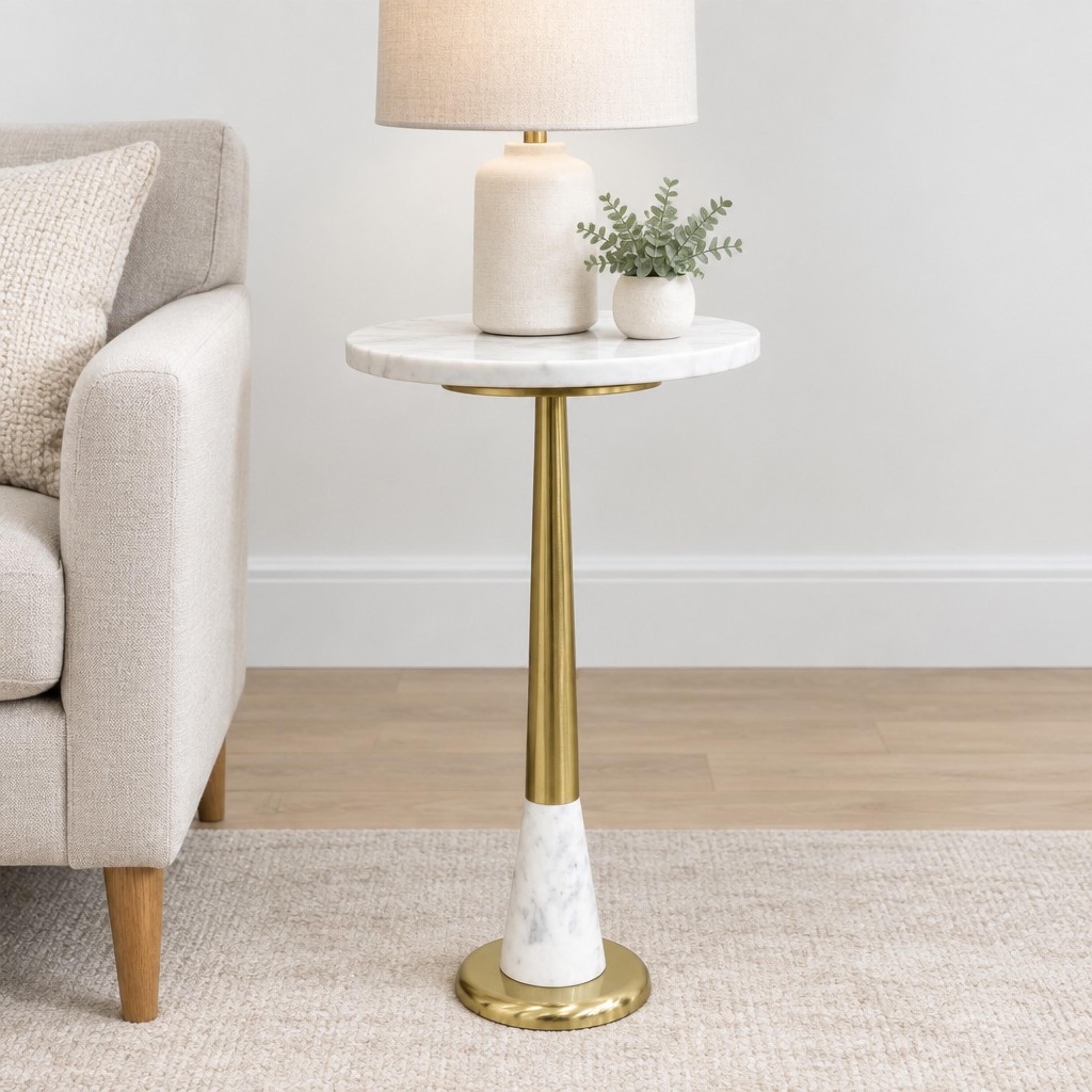 طاولة جانبية مستديرة بسطح رخامي من تصميم لايف ستايل-furniture-livingroom-sideandendtables-image-3