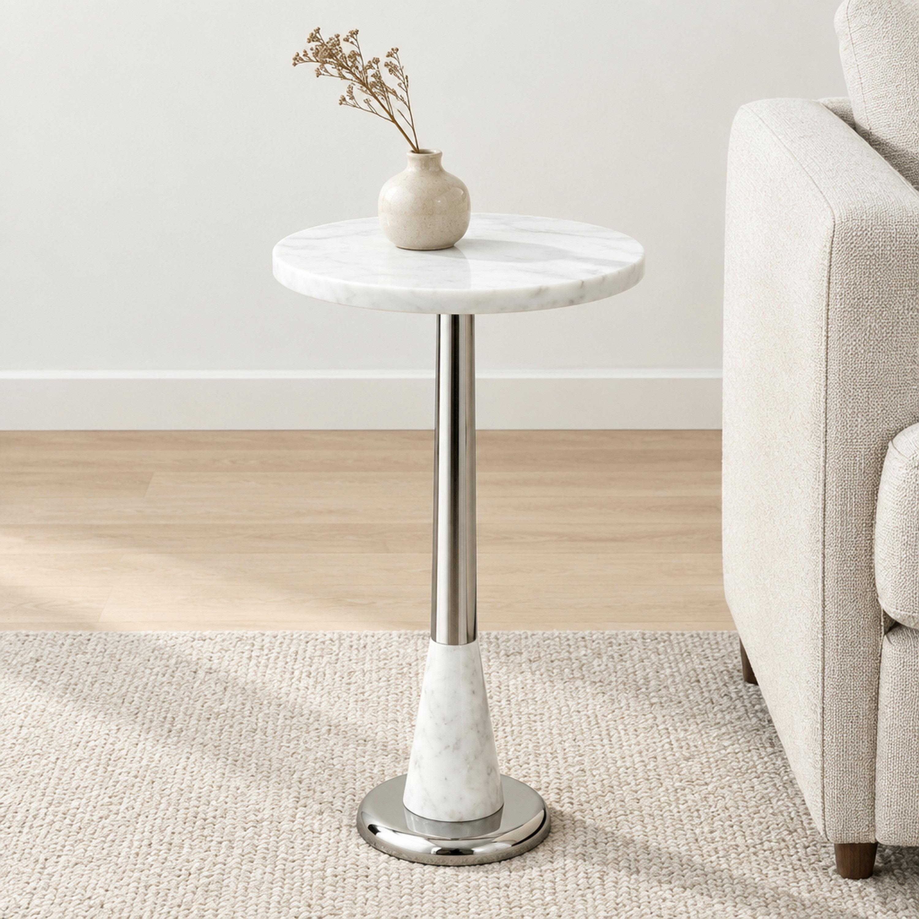Crafted by lifestyle Marble Top Round Side Table-furniture-livingroom-sideandendtables-image-3