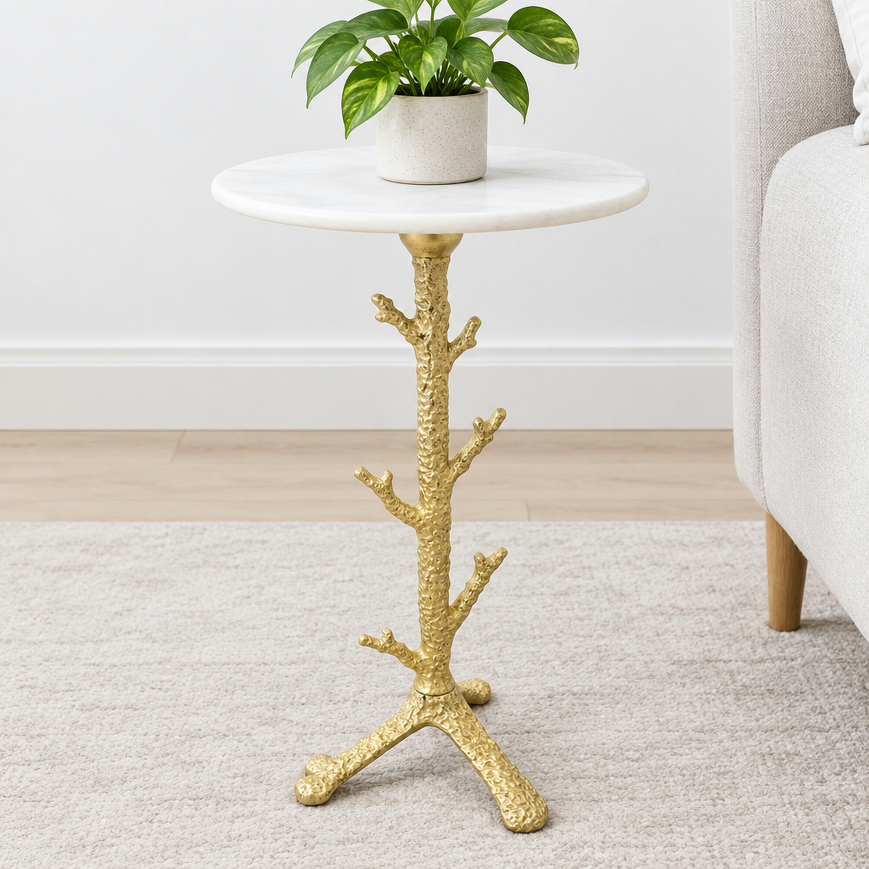 Crafted by lifestyle Marble Top Round Side Table-furniture-livingroom-sideandendtables-image-3