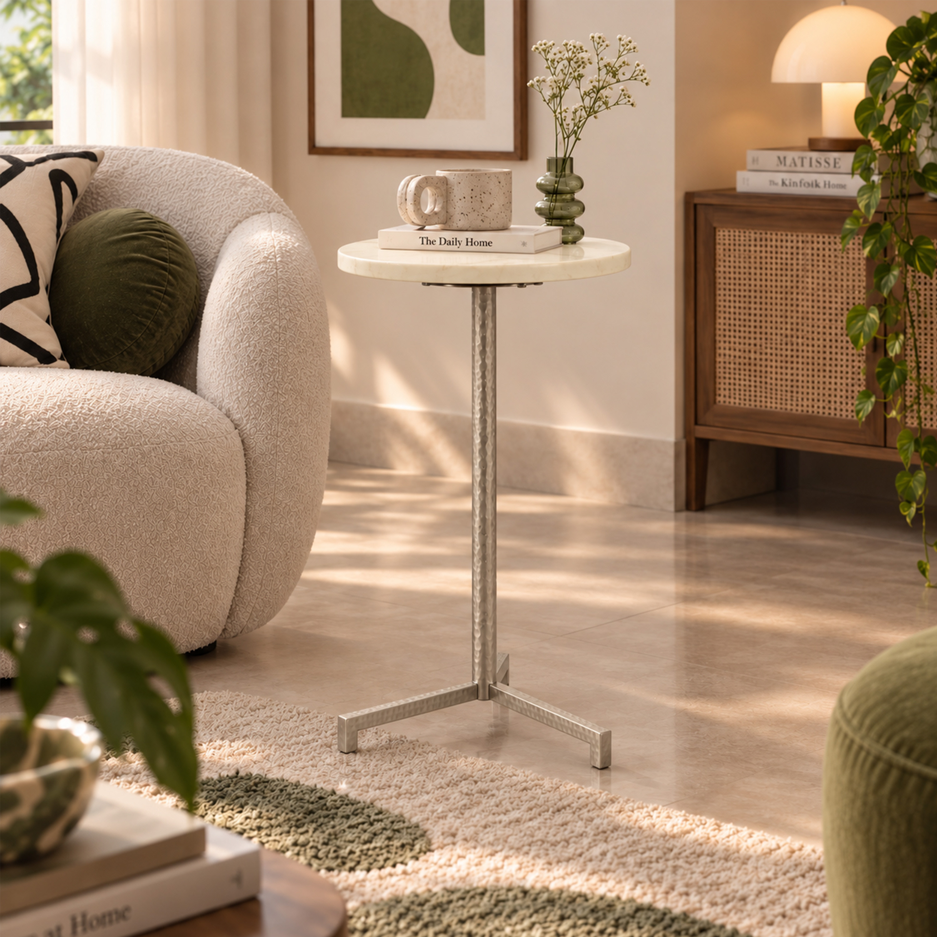 Crafted by lifestyle Marble Top Round Side Table-furniture-livingroom-sideandendtables-image-3