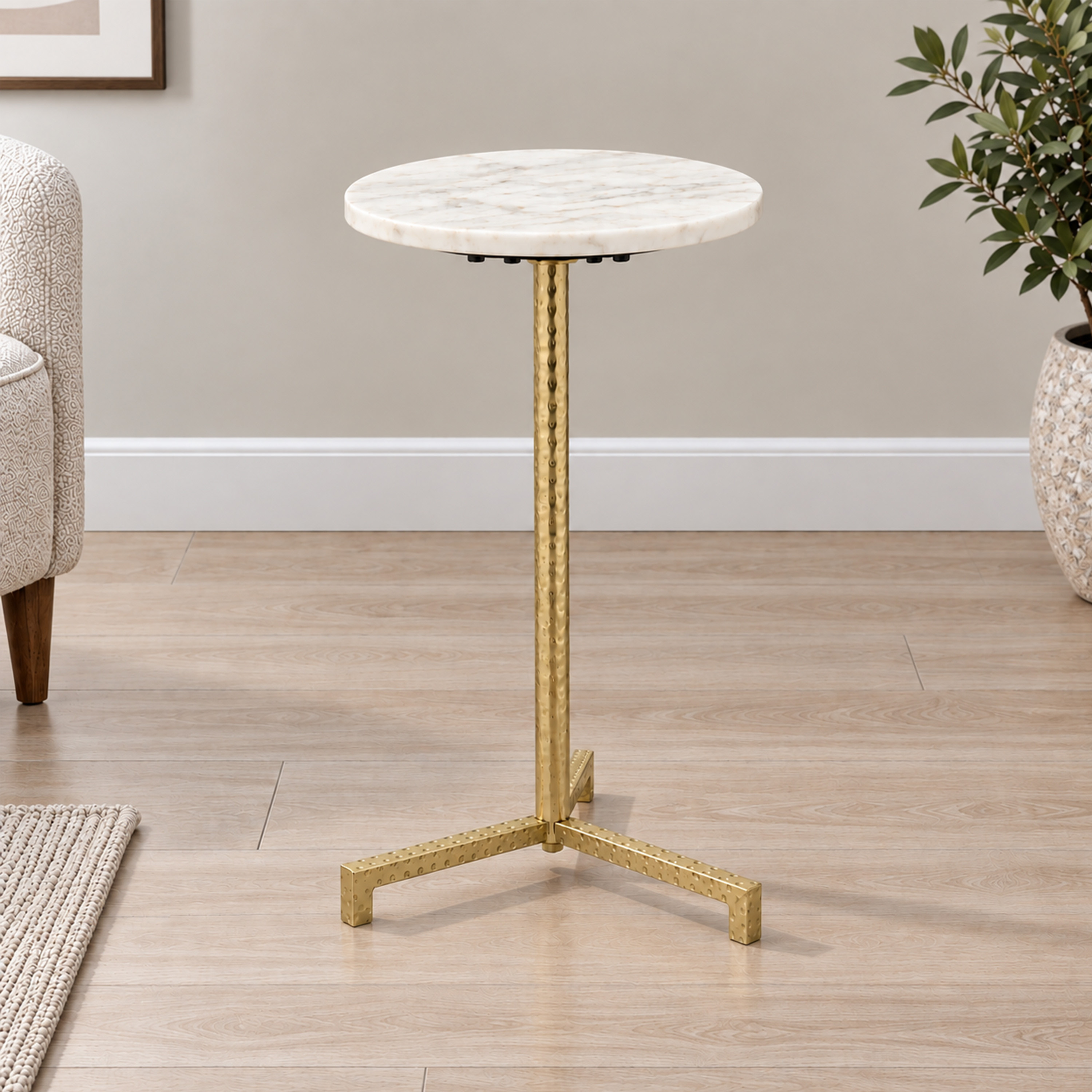 Crafted by lifestyle Marble Top Round Side Table-furniture-livingroom-sideandendtables-image-1