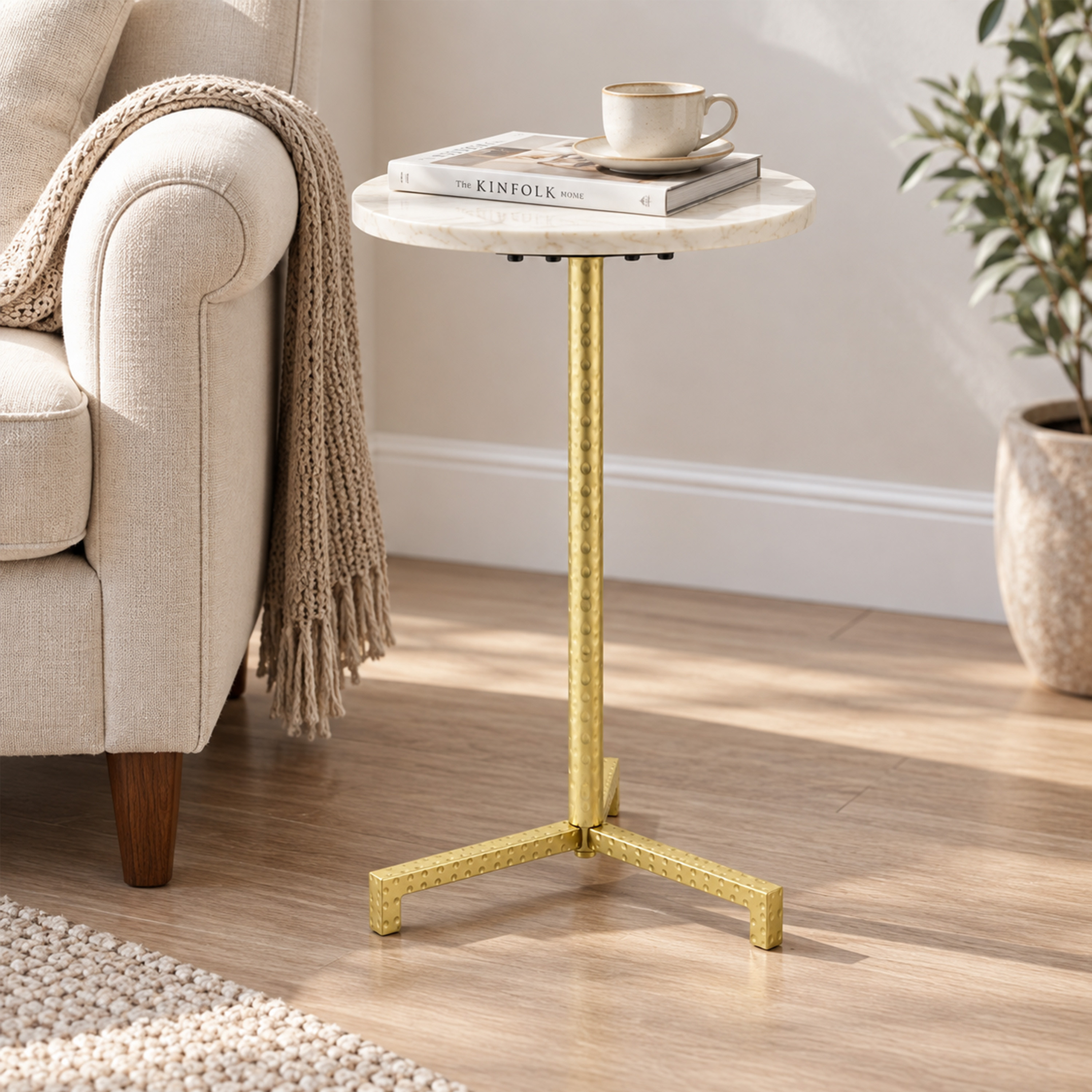 Crafted by lifestyle Marble Top Round Side Table-furniture-livingroom-sideandendtables-image-3