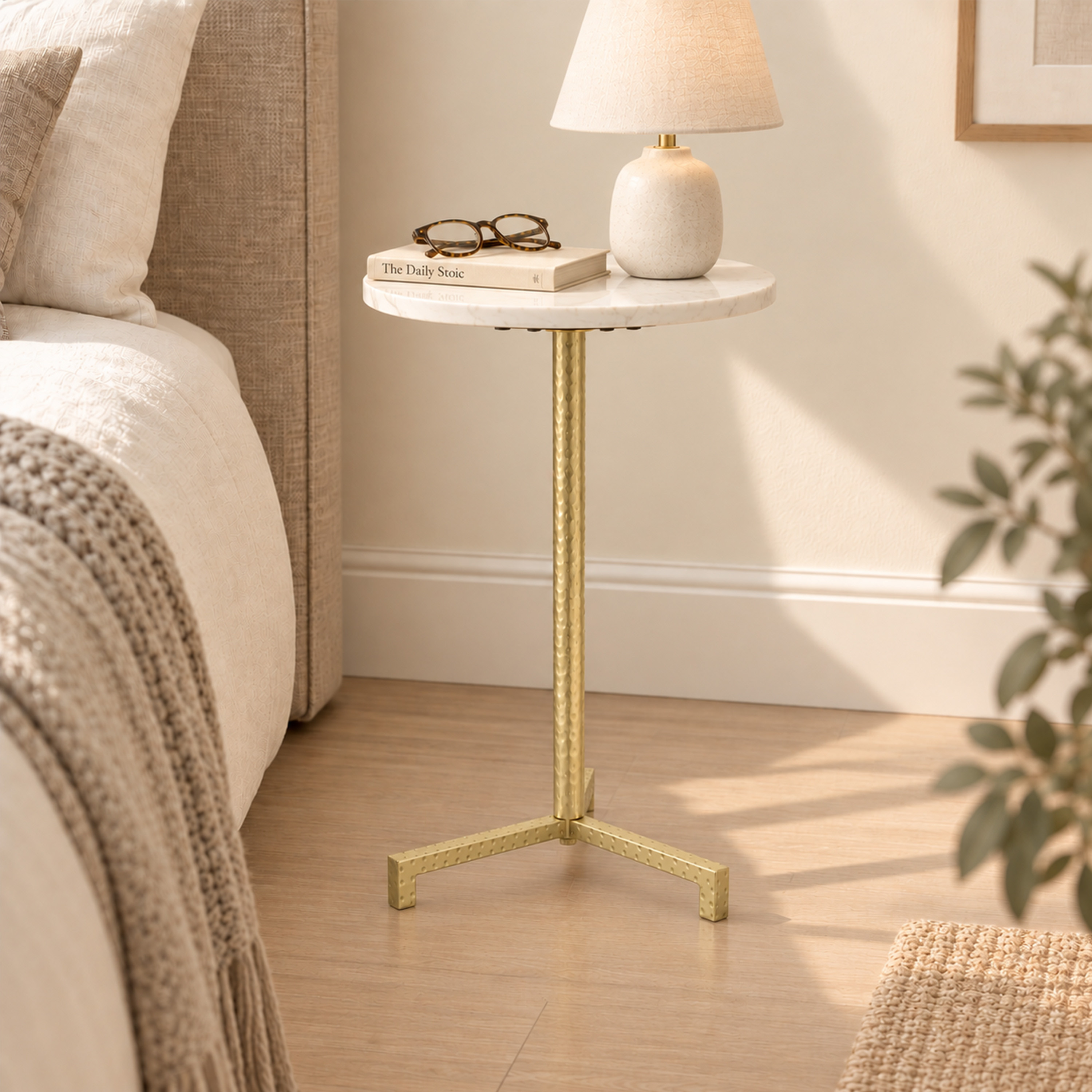 Crafted by lifestyle Marble Top Round Side Table-furniture-livingroom-sideandendtables-image-5
