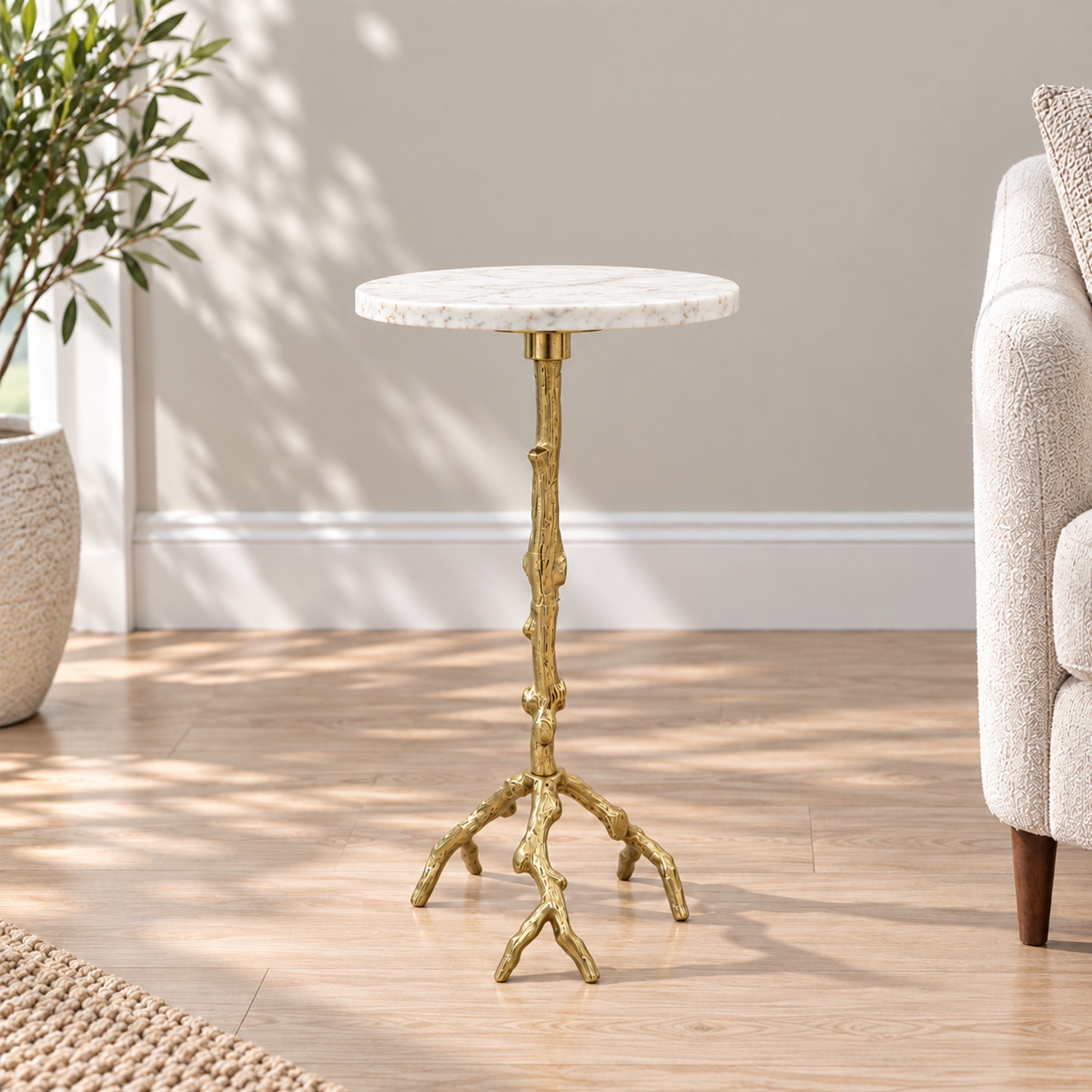 Crafted by lifestyle Marble Top Round Side Table-furniture-livingroom-sideandendtables-image-1