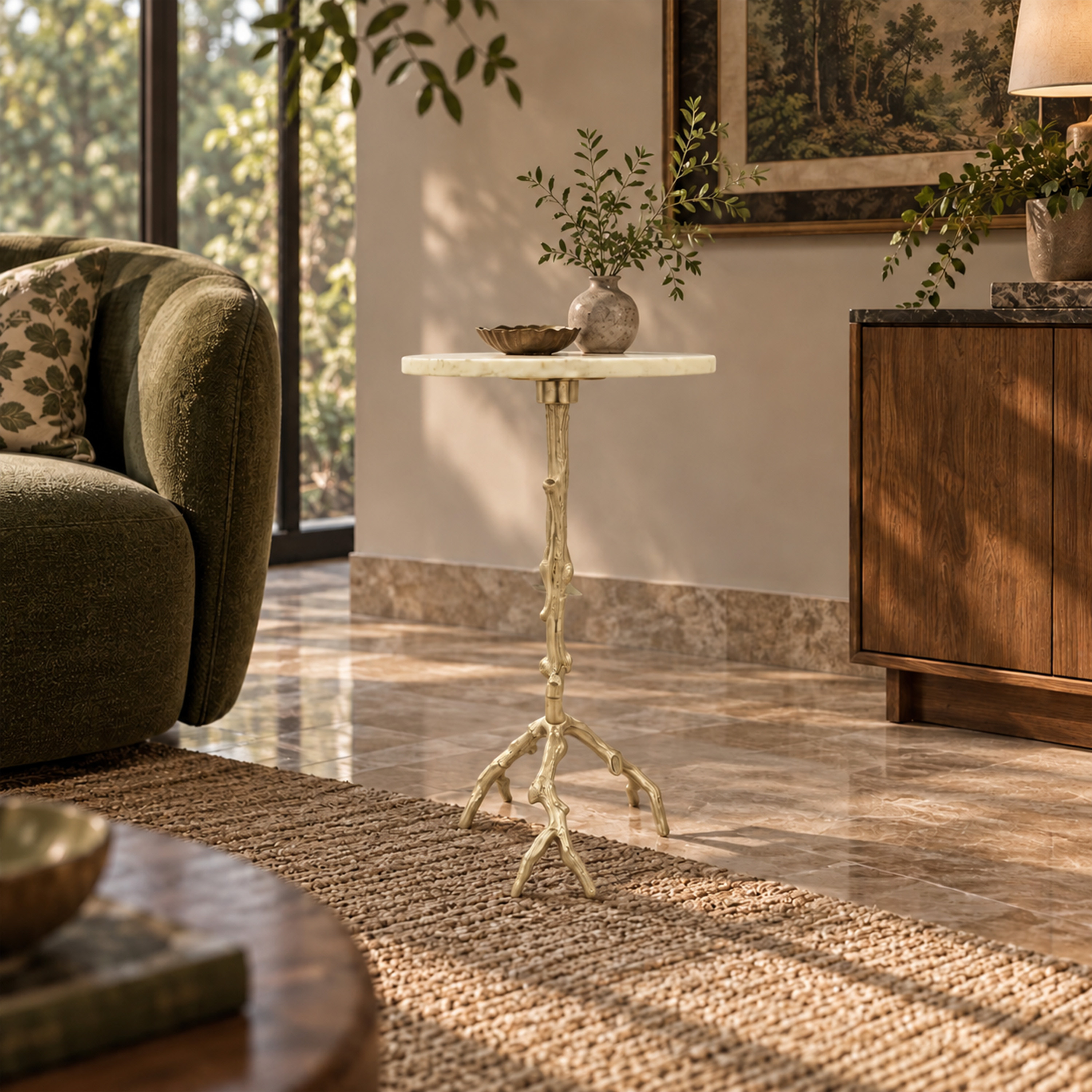 Crafted by lifestyle Marble Top Round Side Table-furniture-livingroom-sideandendtables-image-3