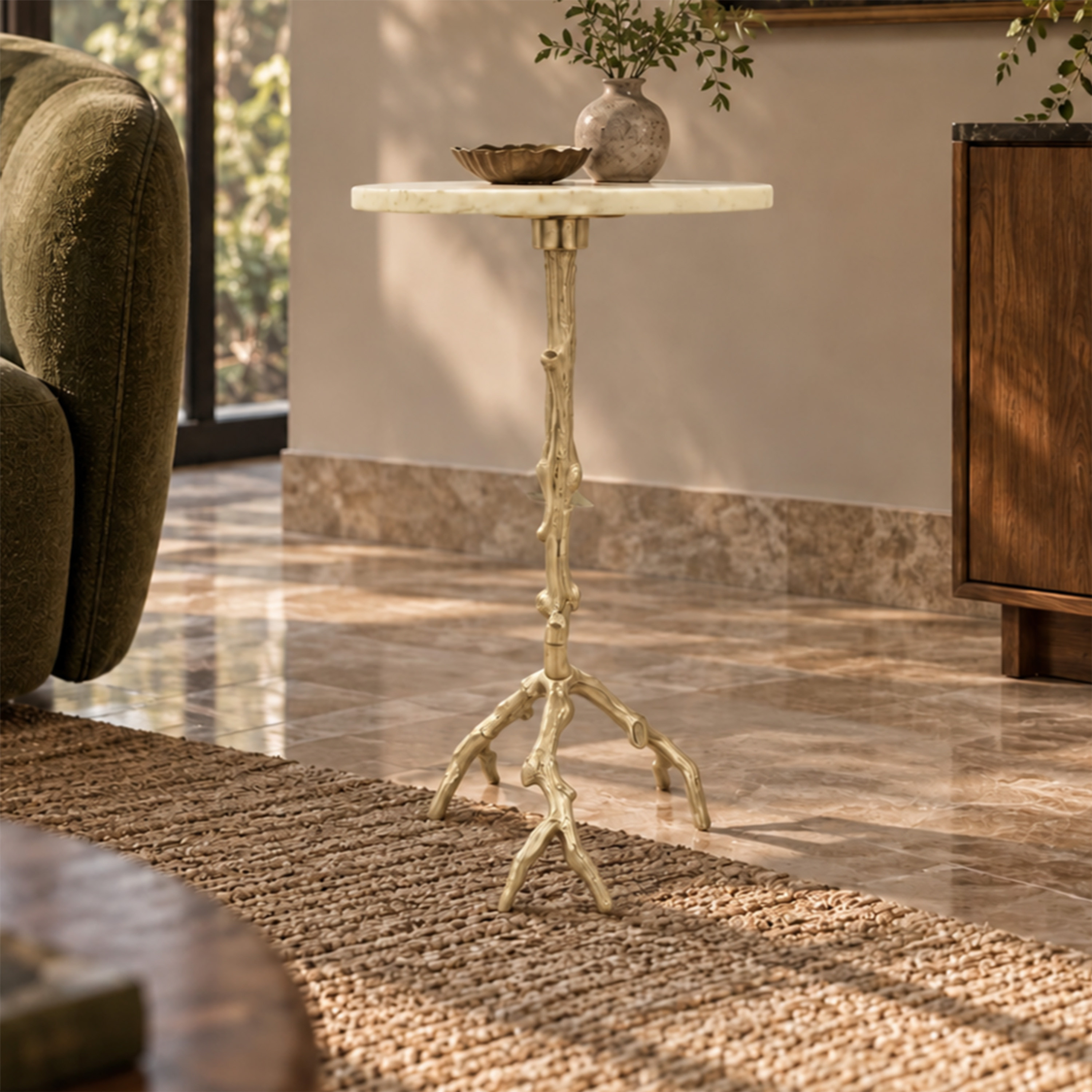 Crafted by lifestyle Marble Top Round Side Table-furniture-livingroom-sideandendtables-image-5
