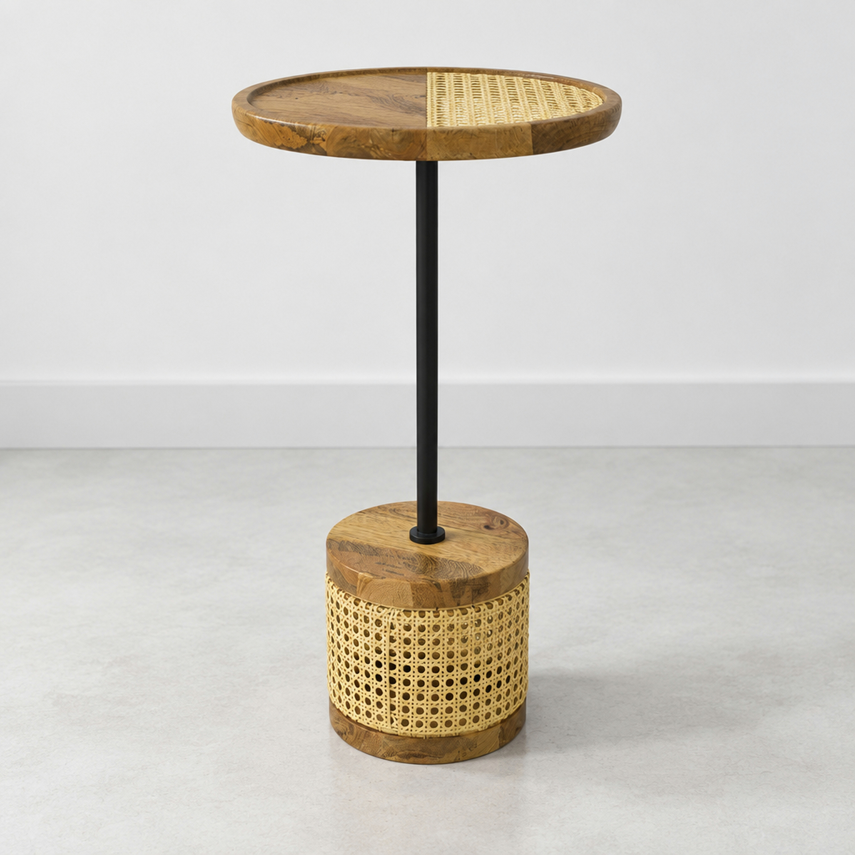 Crafted by lifestyle Mango Wood Top Round Side Table-furniture-livingroom-sideandendtables-image-1