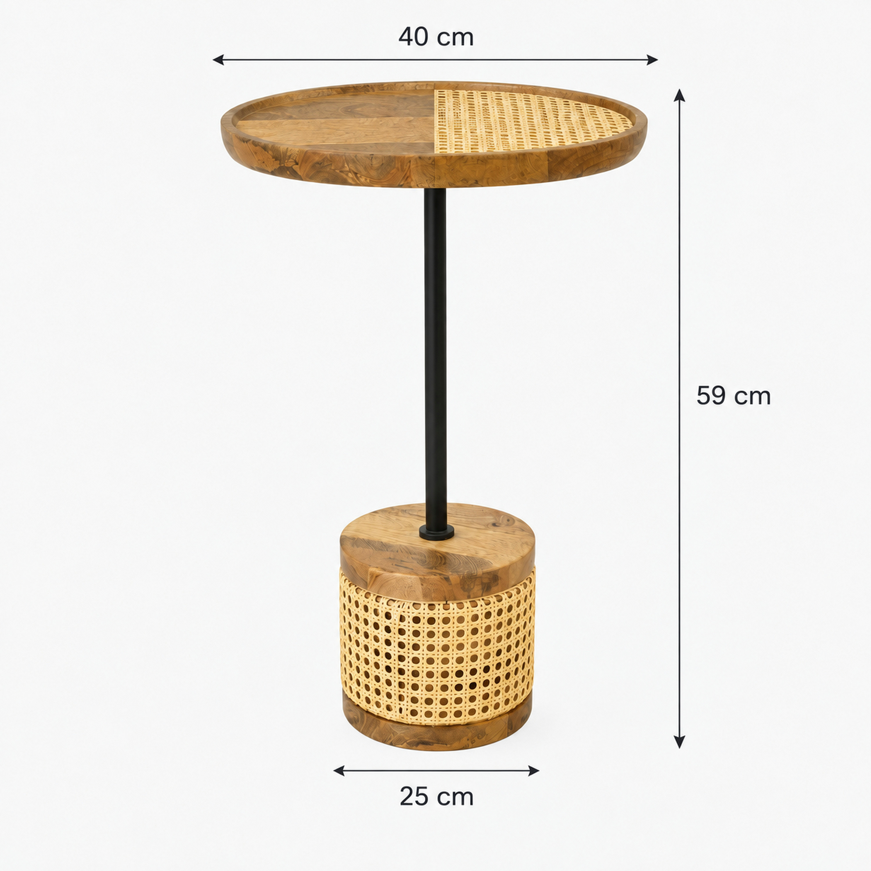 Crafted by lifestyle Mango Wood Top Round Side Table-furniture-livingroom-sideandendtables-image-2