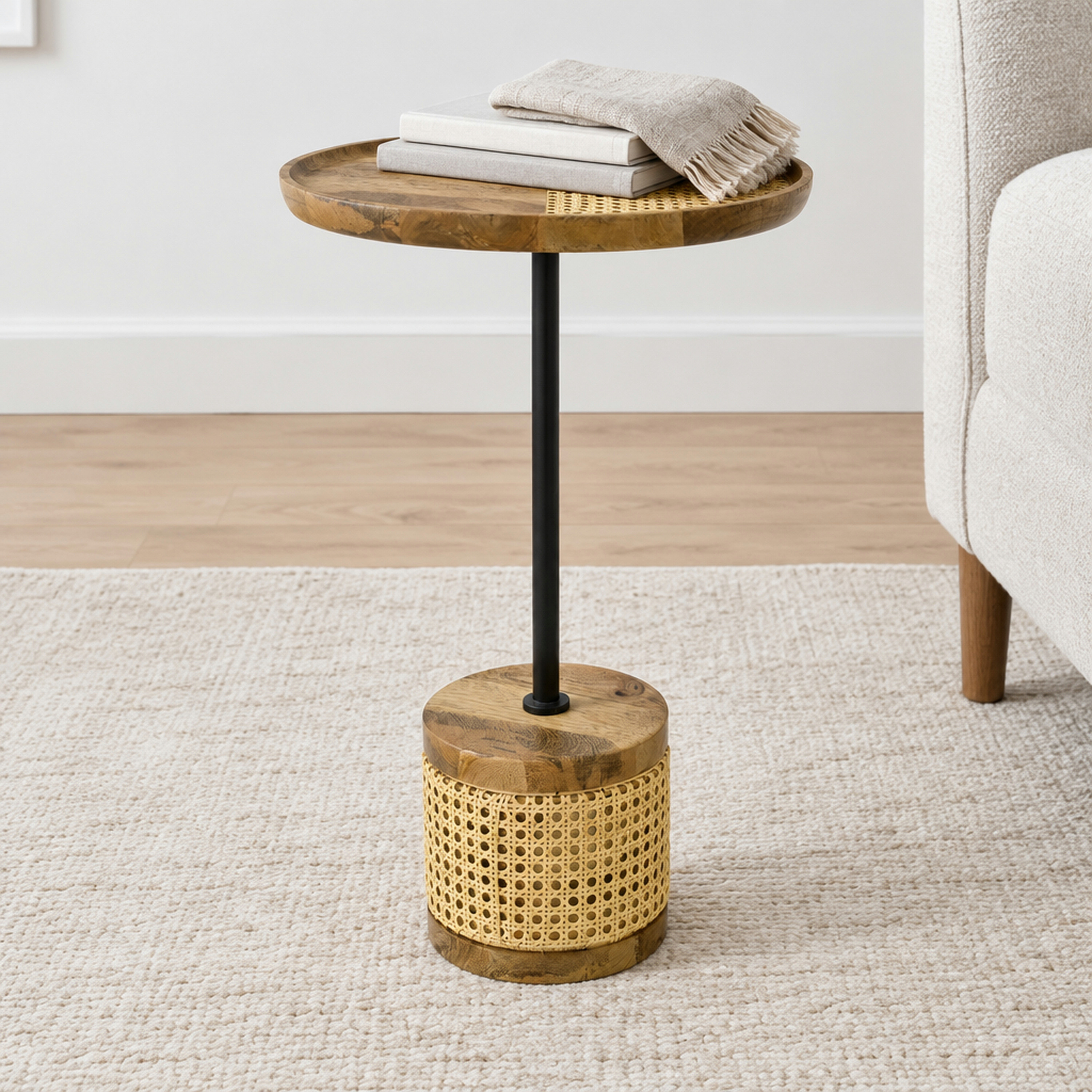 Crafted by lifestyle Mango Wood Top Round Side Table-furniture-livingroom-sideandendtables-image-3