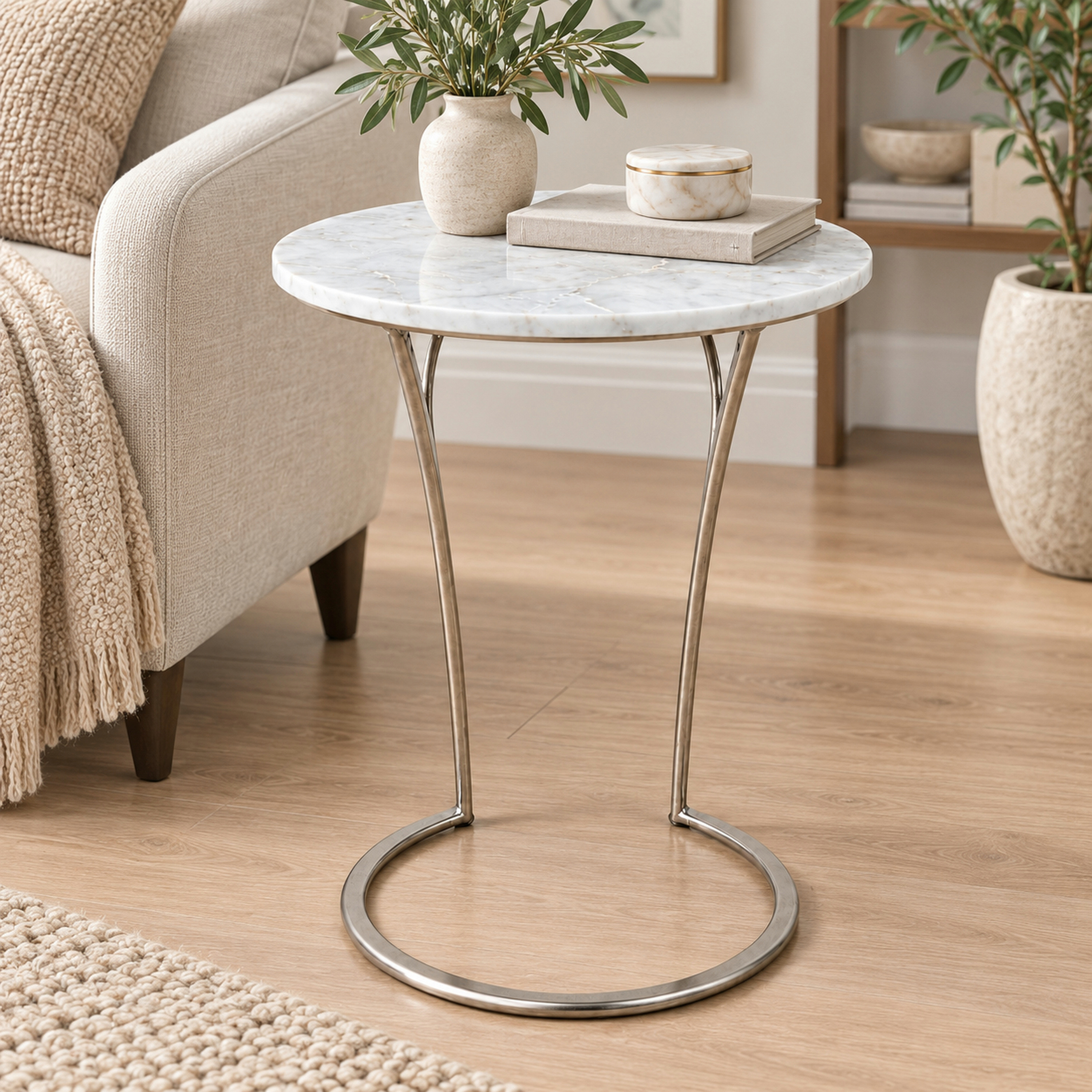 Crafted by lifestyle Marble Top Round Side Table-furniture-livingroom-sideandendtables-image-3