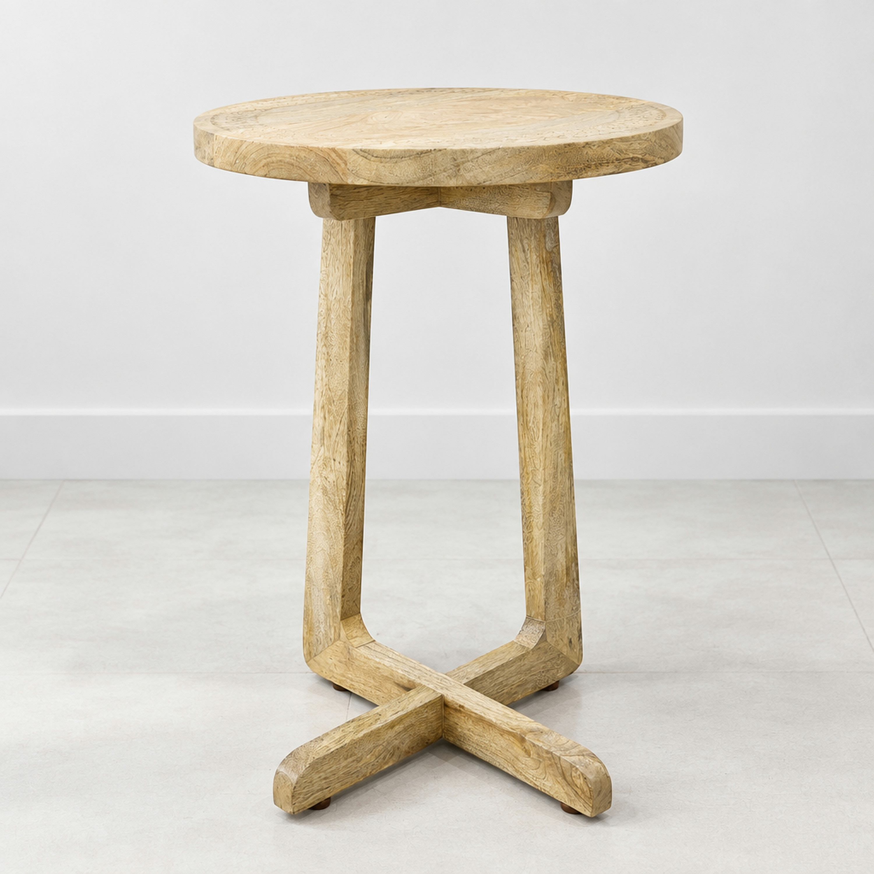 Crafted by lifestyle Mango Wood Top Round Side Table-furniture-livingroom-sideandendtables-image-1