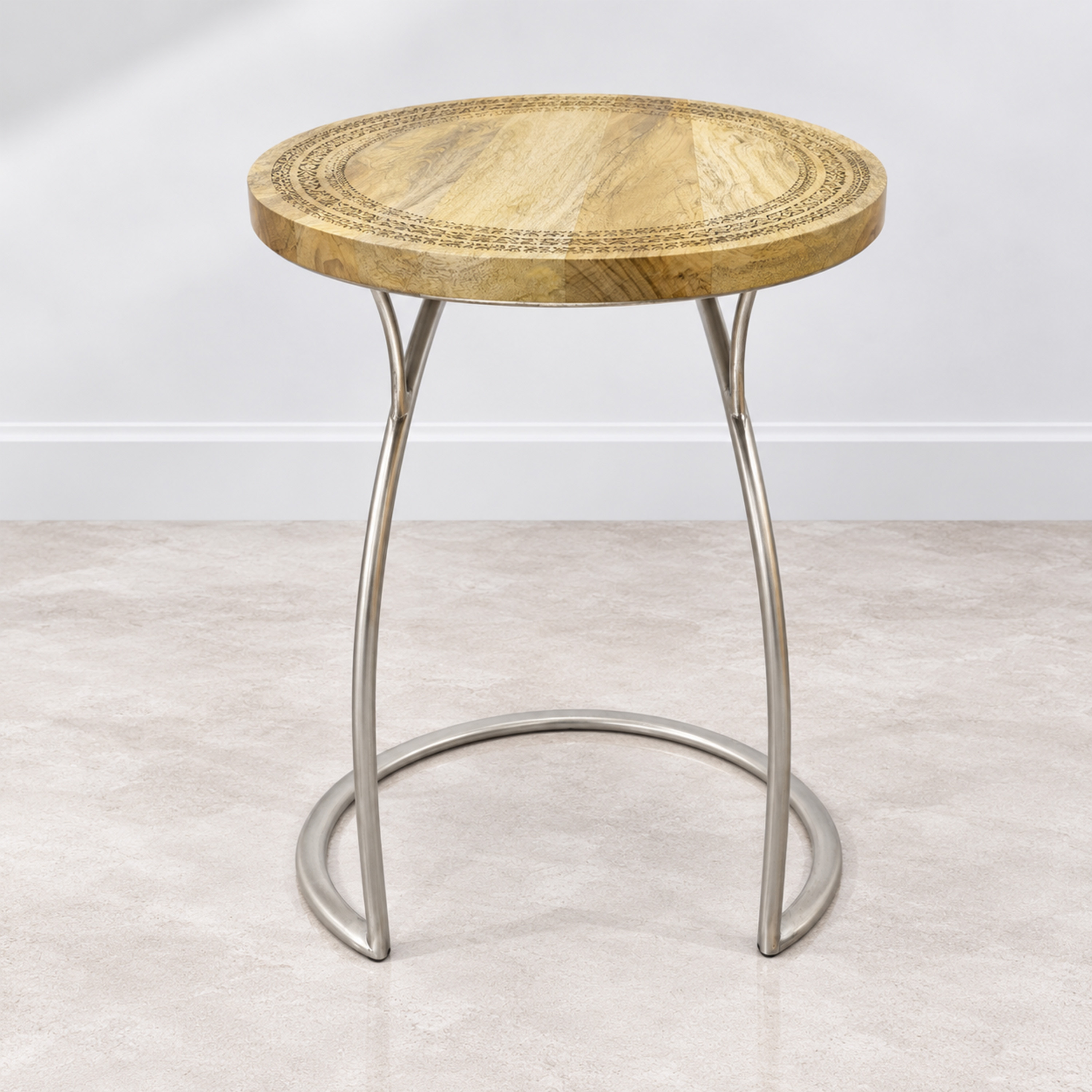 Crafted by lifestyle Mango Wood Top Round Side Table-furniture-livingroom-sideandendtables-image-1