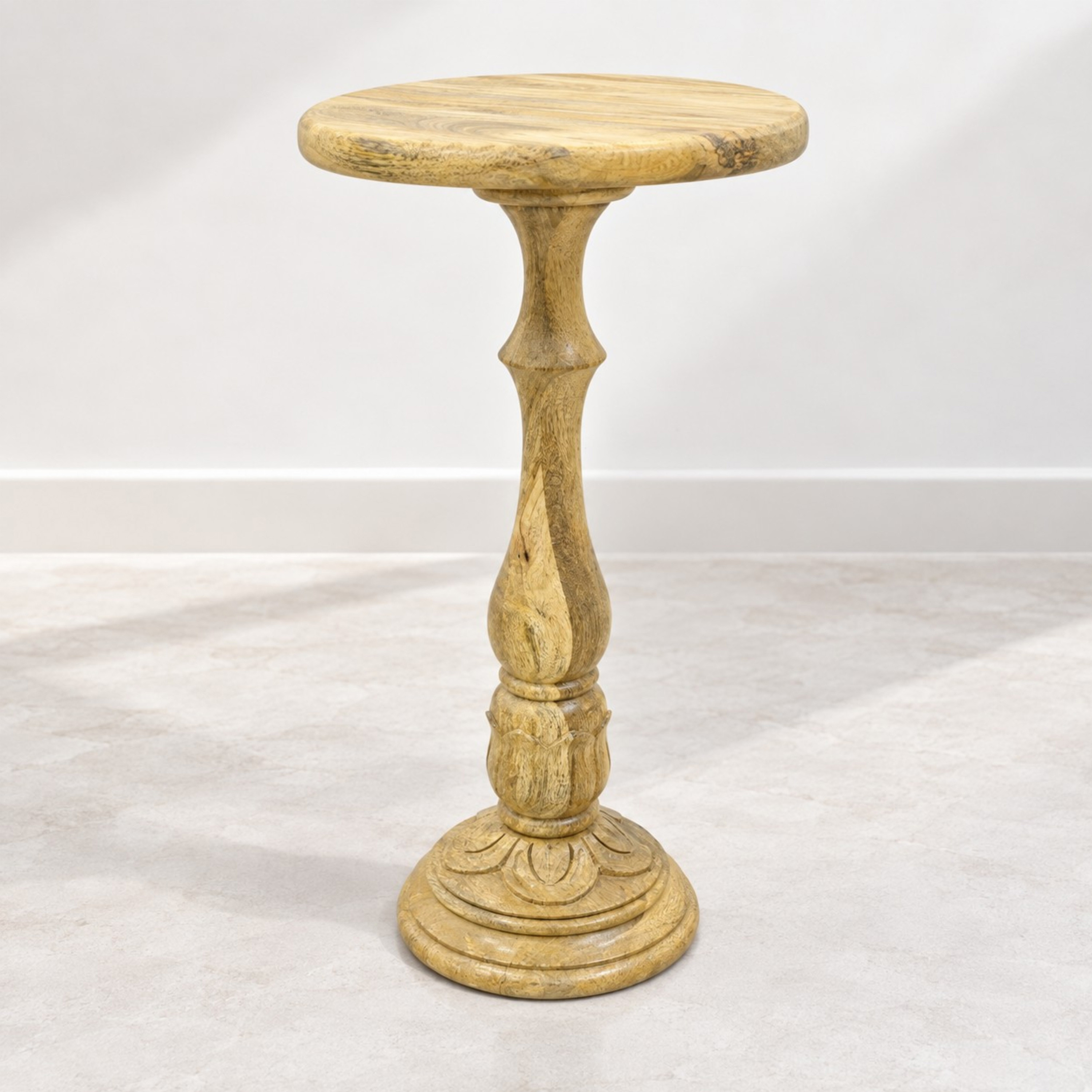 Crafted by lifestyle Mango Wood Top Round Side Table-furniture-livingroom-sideandendtables-image-1