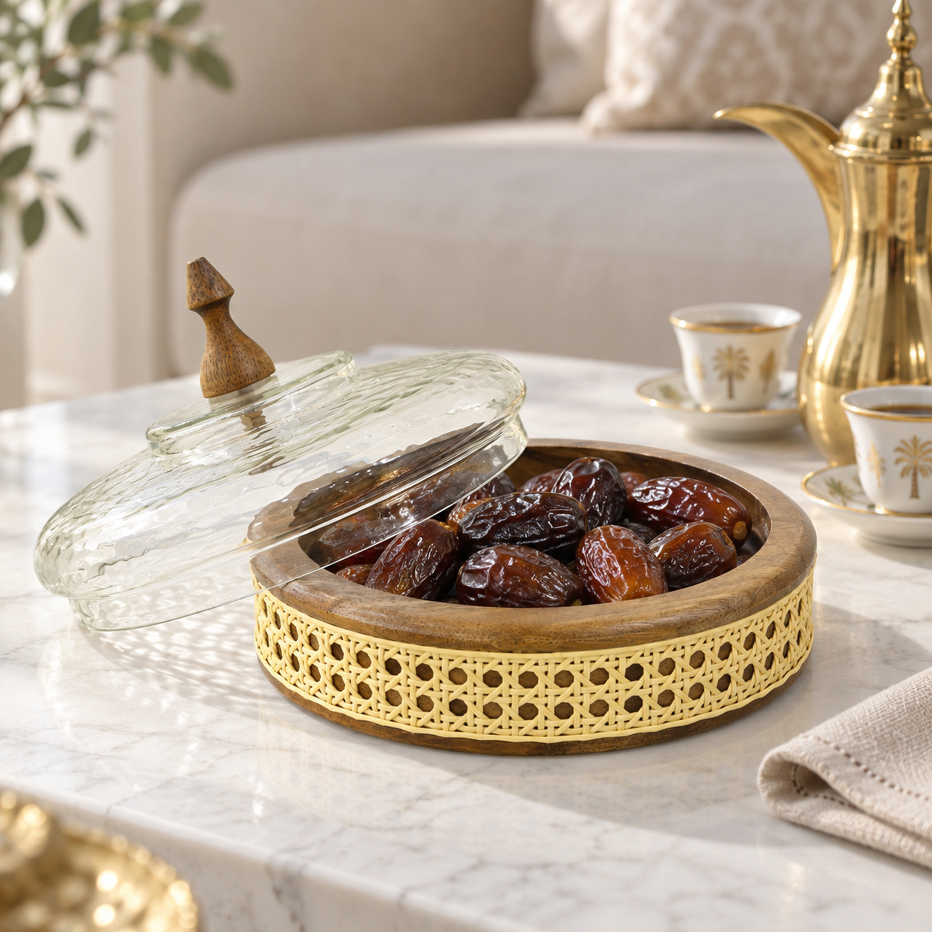 Crafted By Lifestyle Mango Wood & Glass Domed Cake Stand - 20 Cm-household-dining-serveware-cakestands-image-3