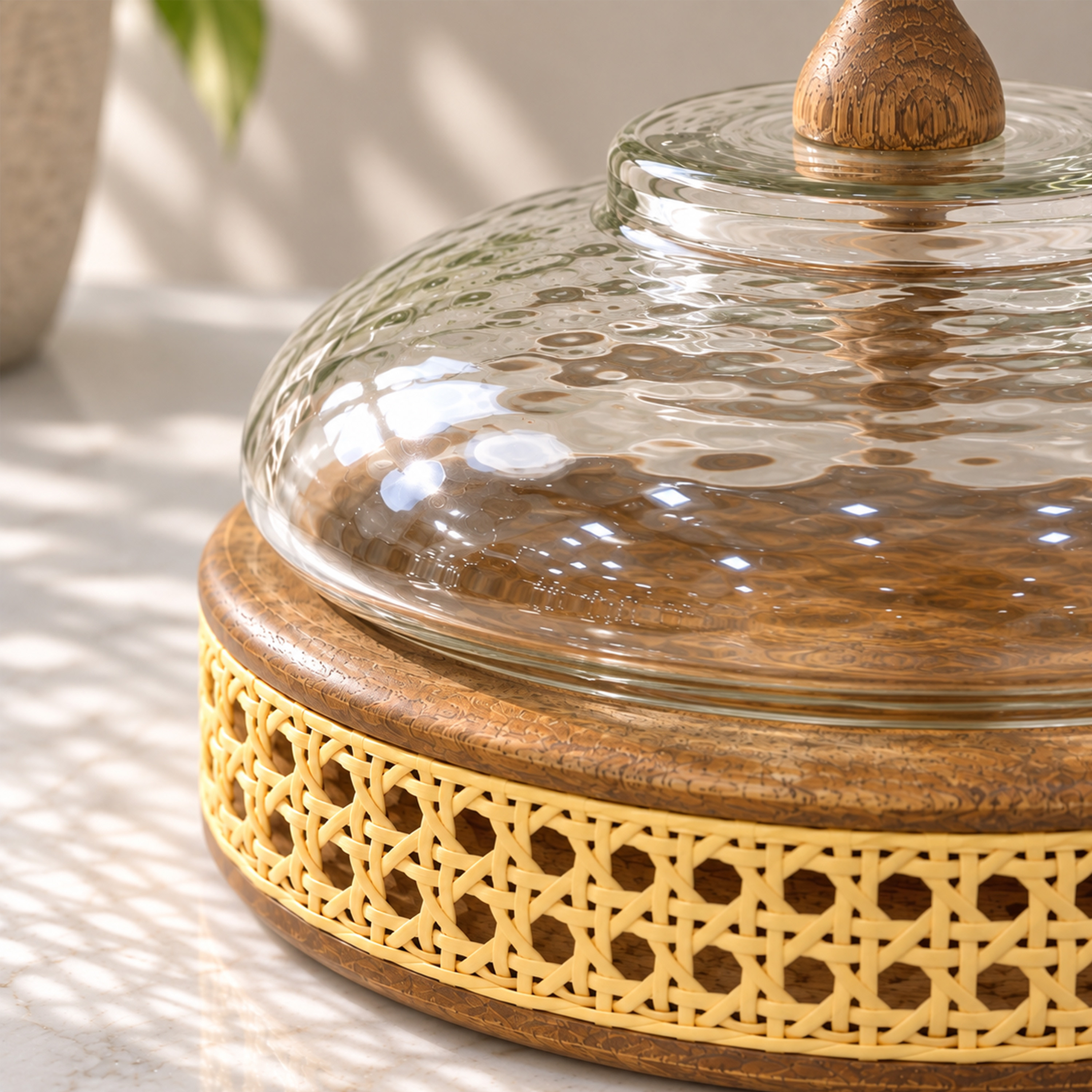 Crafted By Lifestyle Mango Wood & Glass Domed Cake Stand - 20 Cm-household-dining-serveware-cakestands-image-4