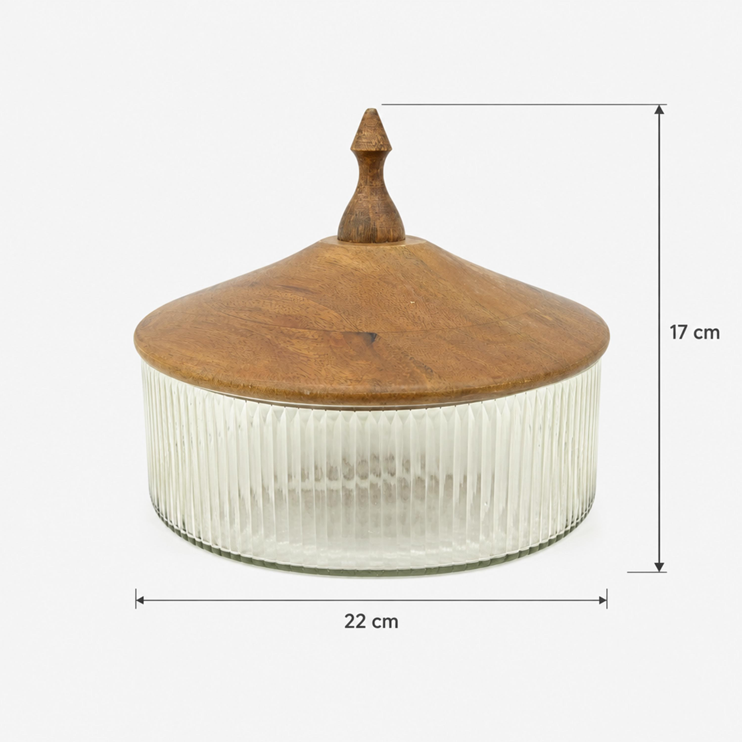 حامل كيك كلاسيكي مقبب من خشب المانجو والزجاج، من تصميم لايف ستايل - 22 سم-household-dining-serveware-cakestands-image-2